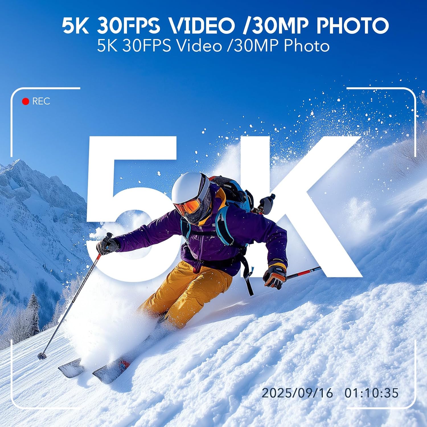 Detalle de Yonvim Action Cam: 5K-Aufnahmen, 170° Weitwinkel und 40 m Tiefenfestigkeit – eine solide Allround-Kamera für Outdoor-Abenteuer