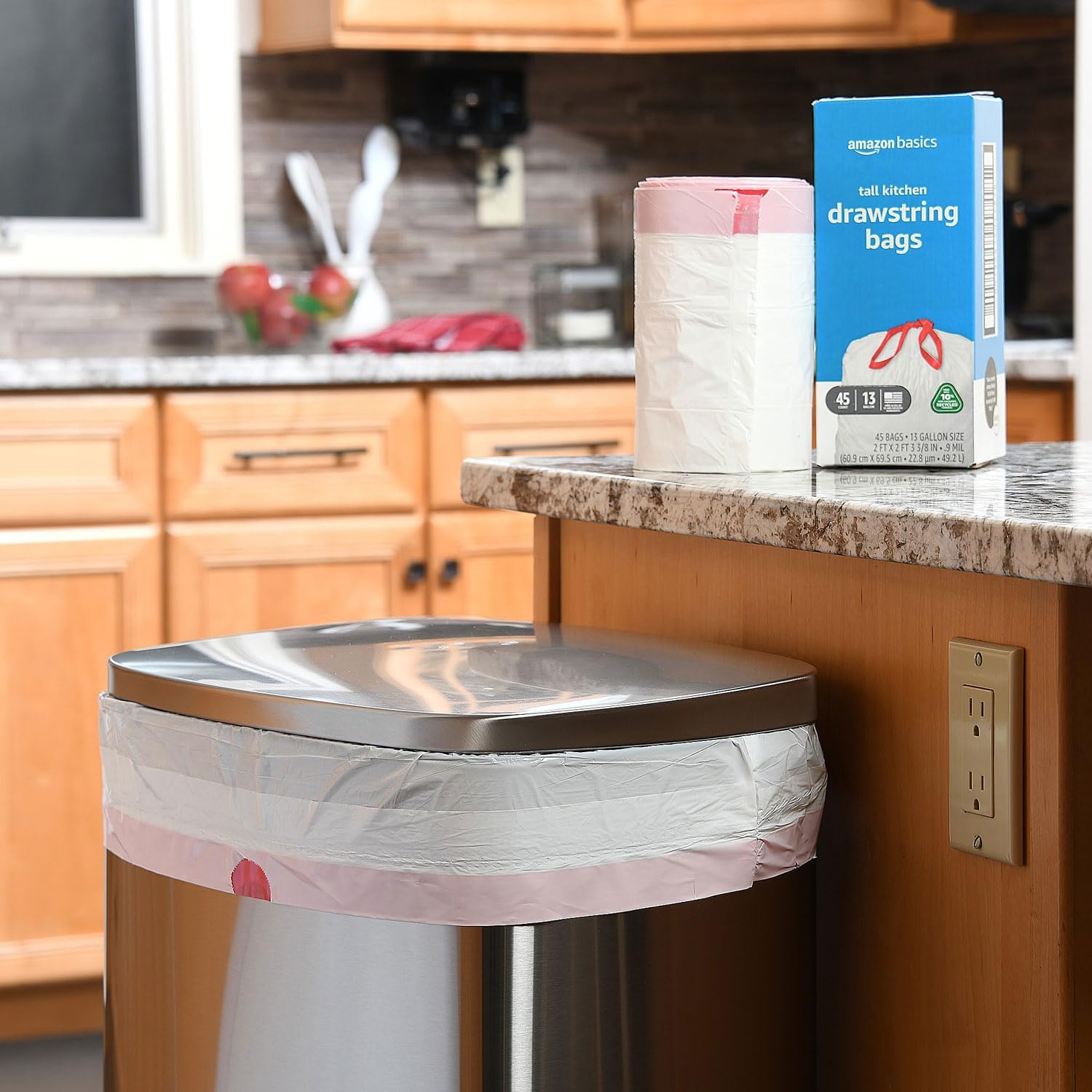 Thumbnail 4 de Amazon Basics 13 Gallon Tall Kitchen Drawstring Trash Bags, Unscented, 45 Count
