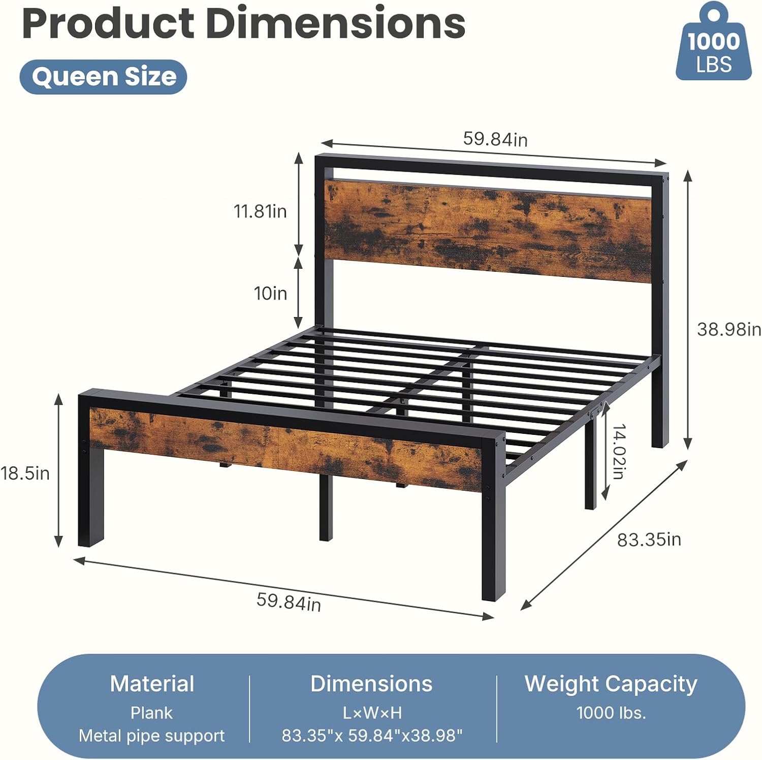 Detalle 2 de Sweetcrispy Queen Bed Frame