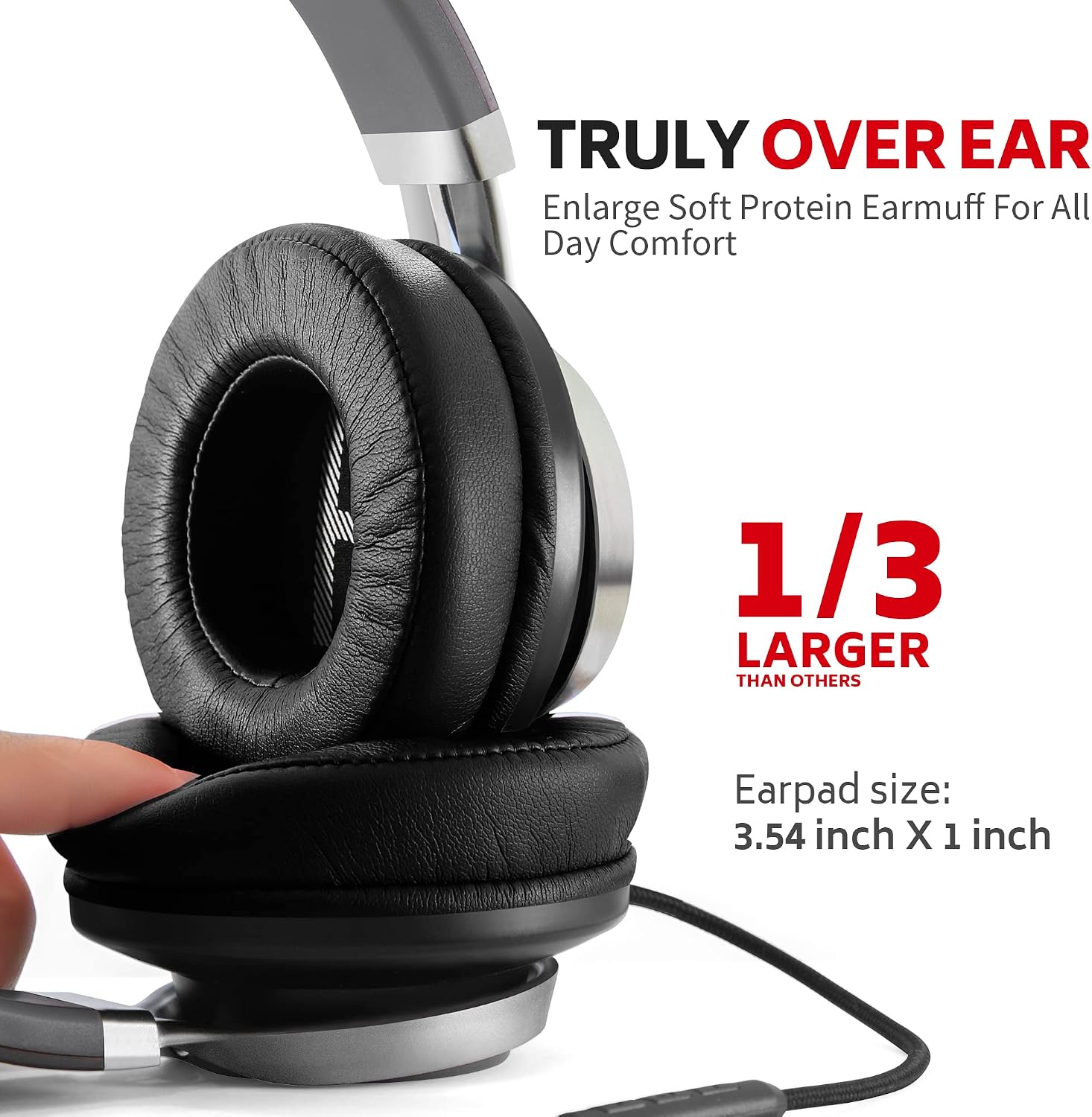 Detalle de COOSII AC01 Wired Over-Ear Headphones with Mic, 3.5mm Jack and Volume Control