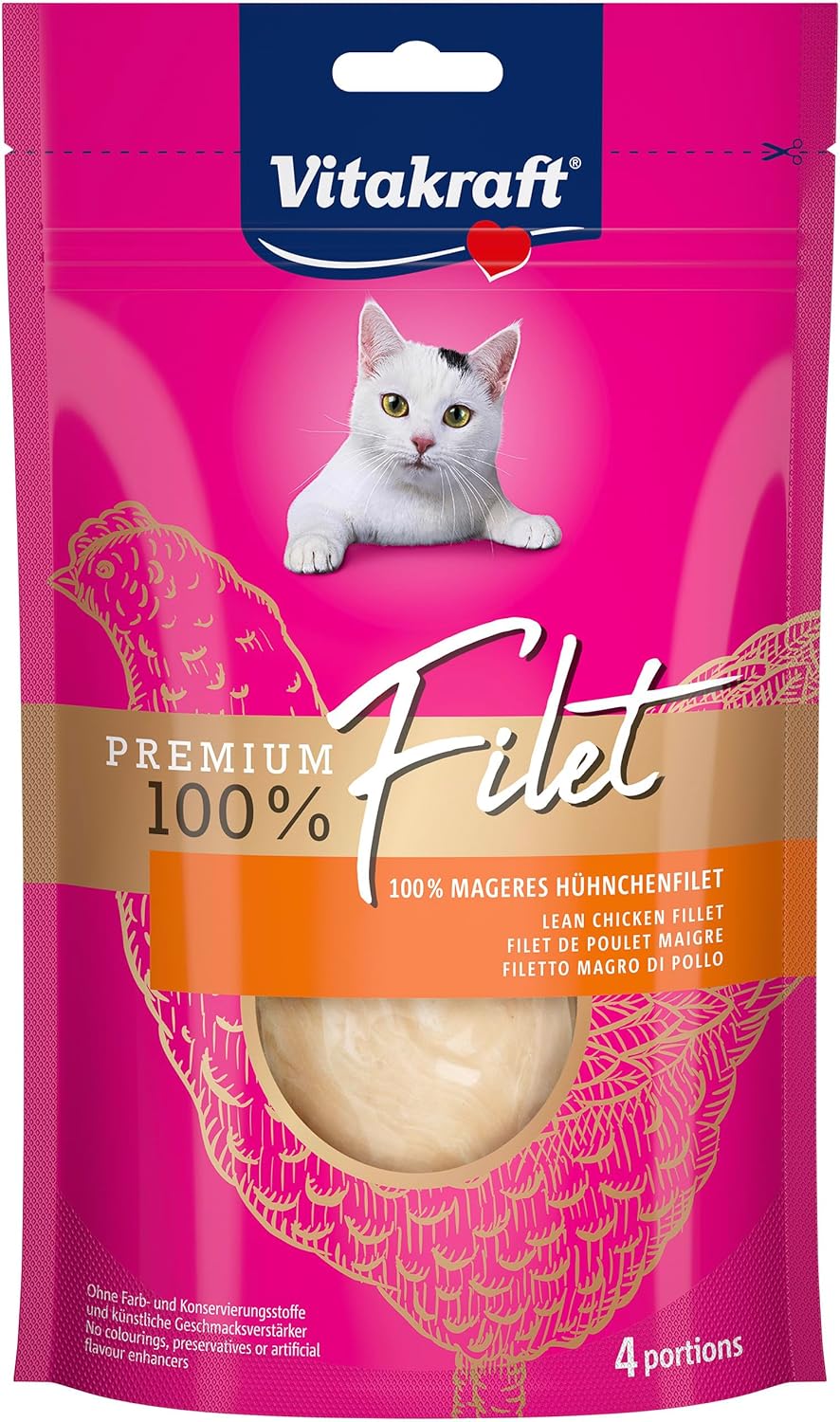 Detalle 2 de VITAKRAFT Premium Friandises pour Chats – Filet de Poulet Allégé, Sans Céréales, Hypoallergéniques, Format Économique (7x70 g)