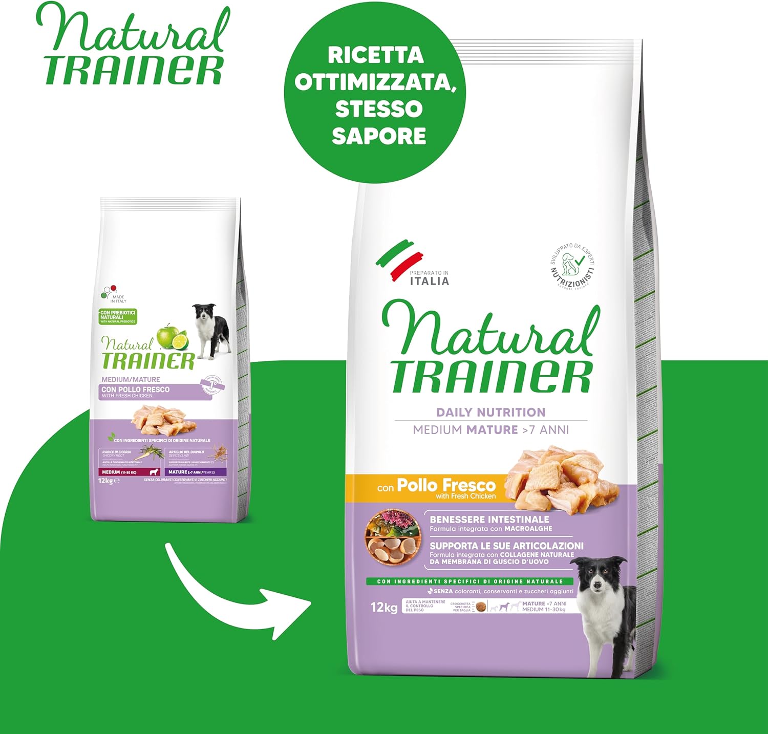 Detalle de Natural Trainer Medium Maturity Cibo per Cani Mature con Pollo - 12 kg
