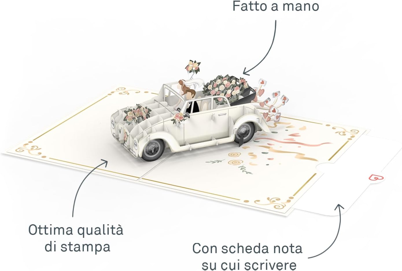 Thumbnail 1 de papercrush® Biglietto pop-up per matrimonio “Just Married” auto vintage 3D, regalo in denaro