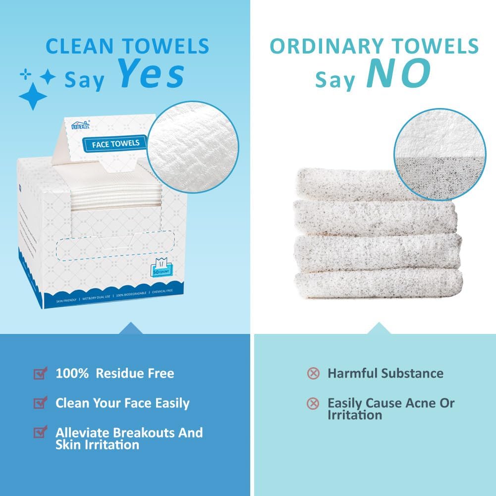 Thumbnail 6 de HOMEXCEL Face Towels (2 Boxes, 100 Count) – Biodegradable Disposable Towelettes for Makeup Removal and Gentle Face Cleansing