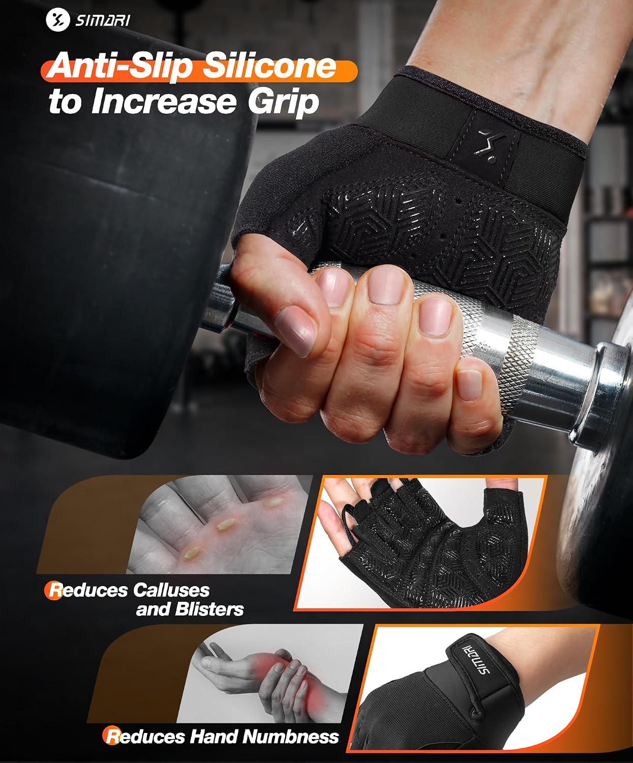 Thumbnail 2 de SIMARI Breathable Workout Gloves for Men & Women (Weight Lifting, Gym, Cycling)