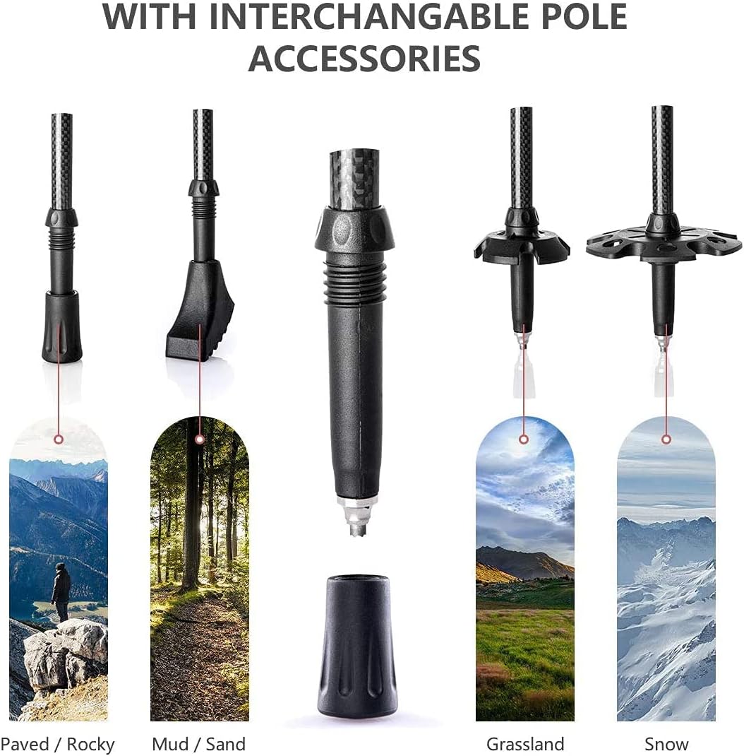 Detalle de Naturehike Bâtons de randonnée en fibre de carbone télescopiques (62–135 cm) – poignée liège et EVA