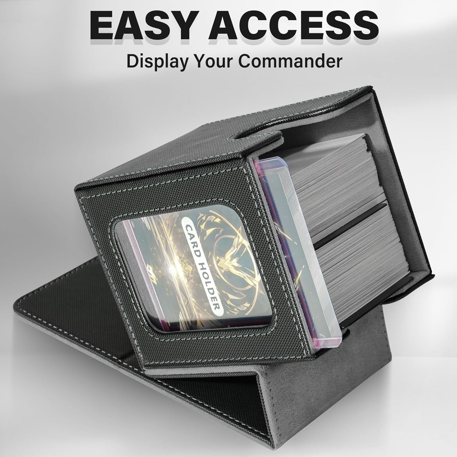 Detalle 2 de Magic Deck Box mit MTG Commander Display – Magnetische Aufbewahrung für 100+ Karten (Schwarz/Grau)