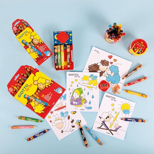 Detalle 2 de GIOTTO be-bè Matitoni Super Lavabili, Mina Gigante Ø 7 mm, 12pz – colori assortiti