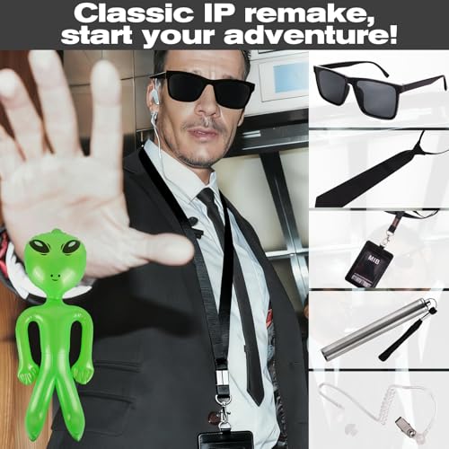 Thumbnail 6 de Zidoley Agent Costume Accessories 6-Piece Spy Set with Tie and Inflatable Alien