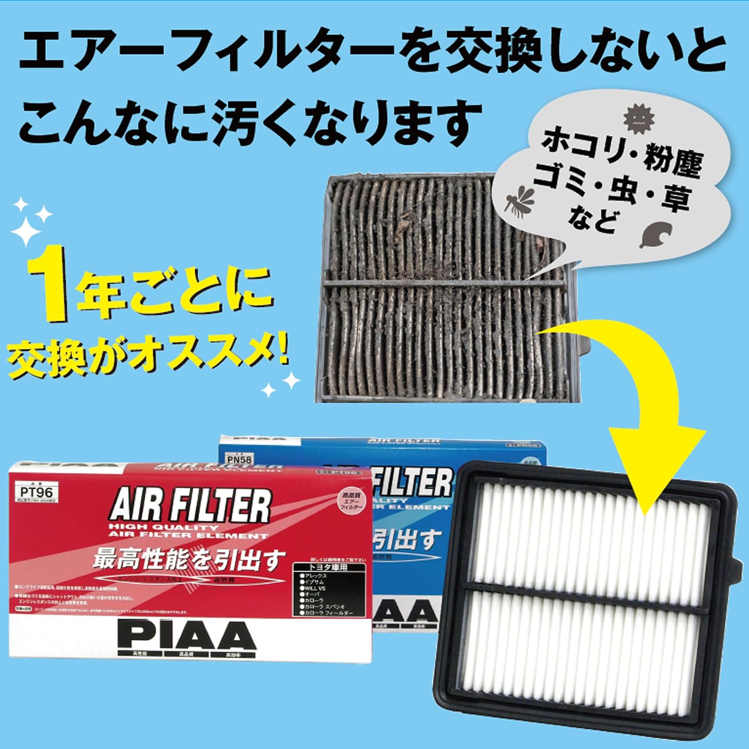 Detalle 2 de PIAA PD73 車用エアフィルター ダイハツ車用 純正品番17801-B2050対応