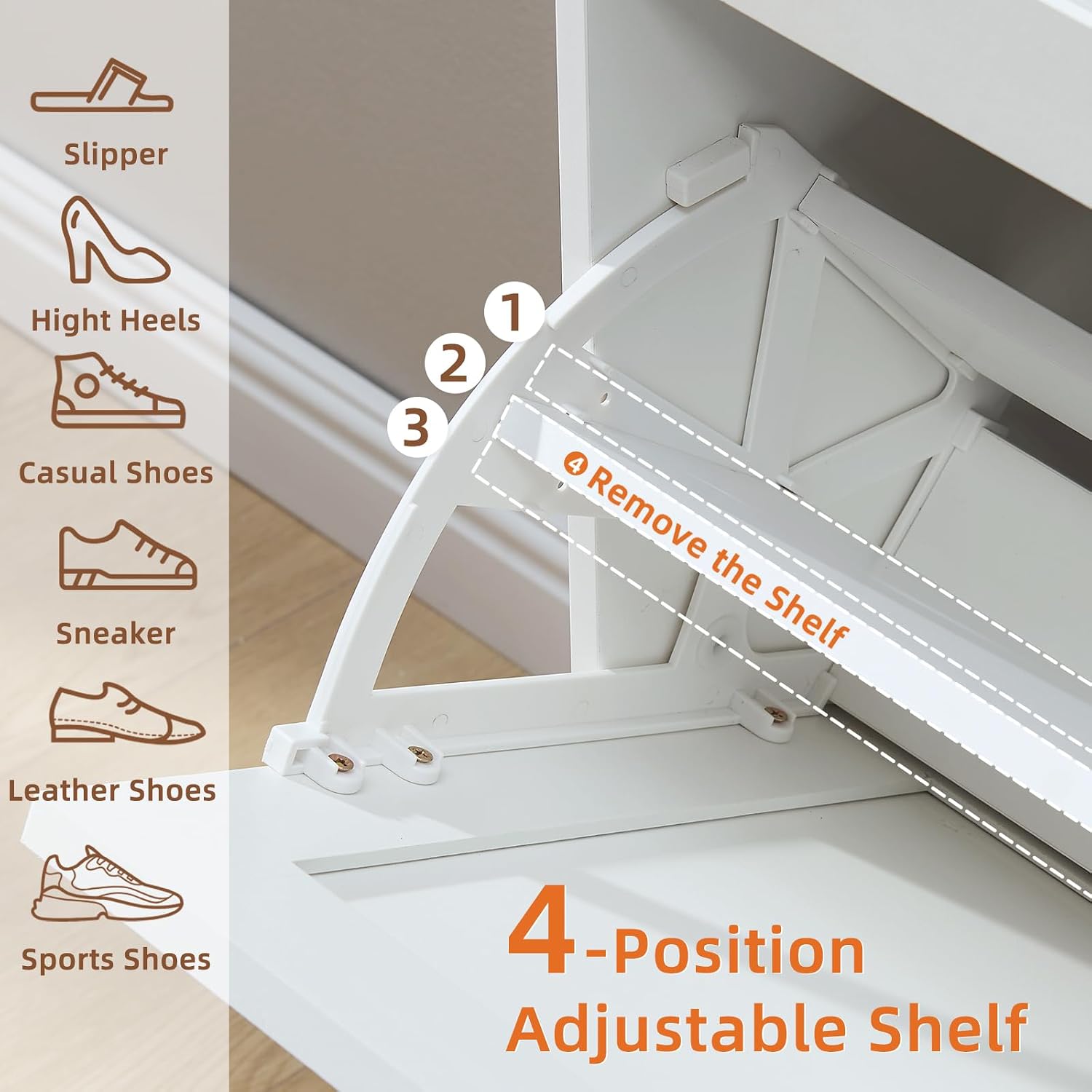 Detalle de LEYAOYAO Shoe Cabinet with 2 Flip Drawers