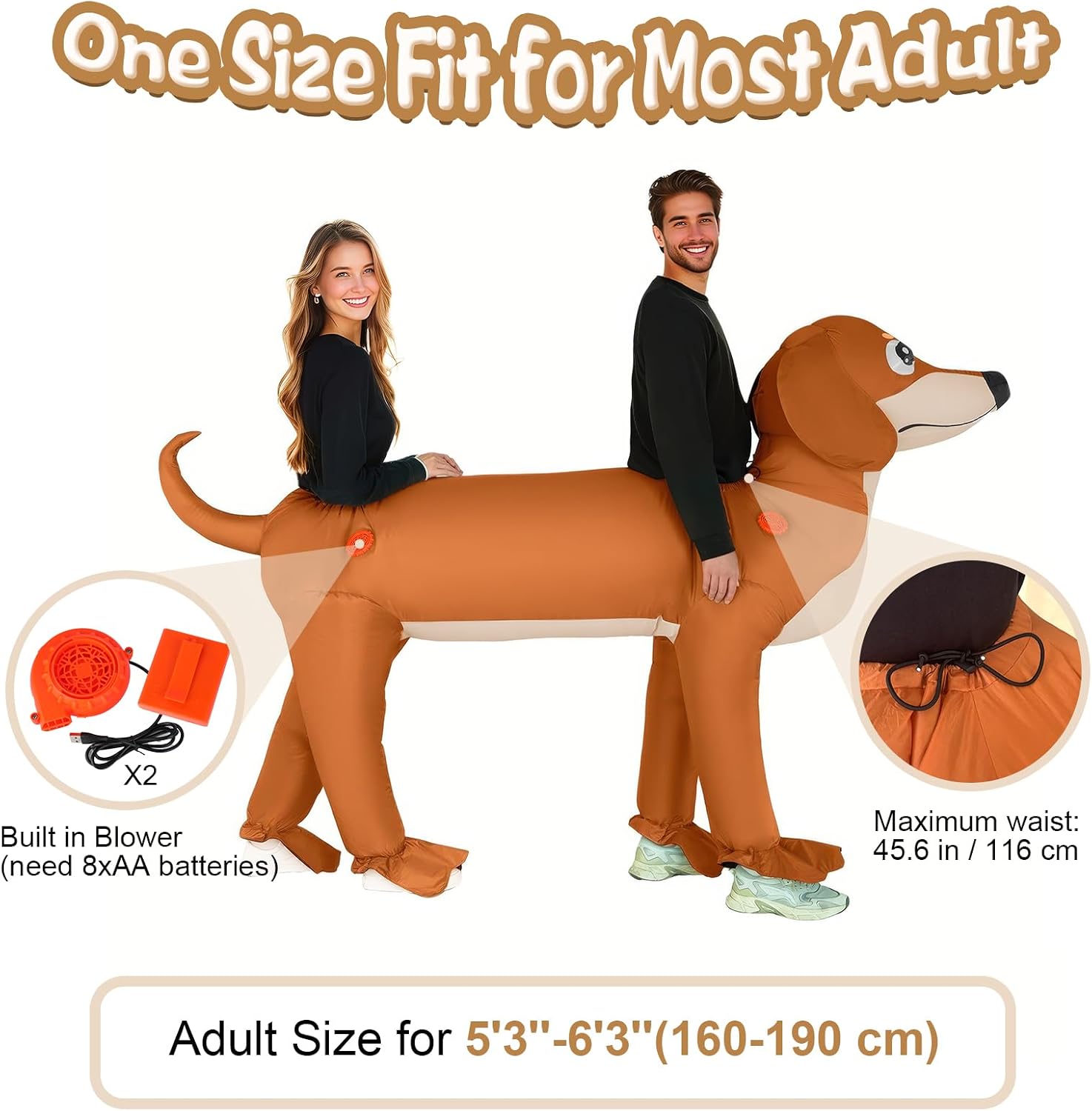 Detalle 2 de Poptrend Dachshund Double Dog Inflatable Costume