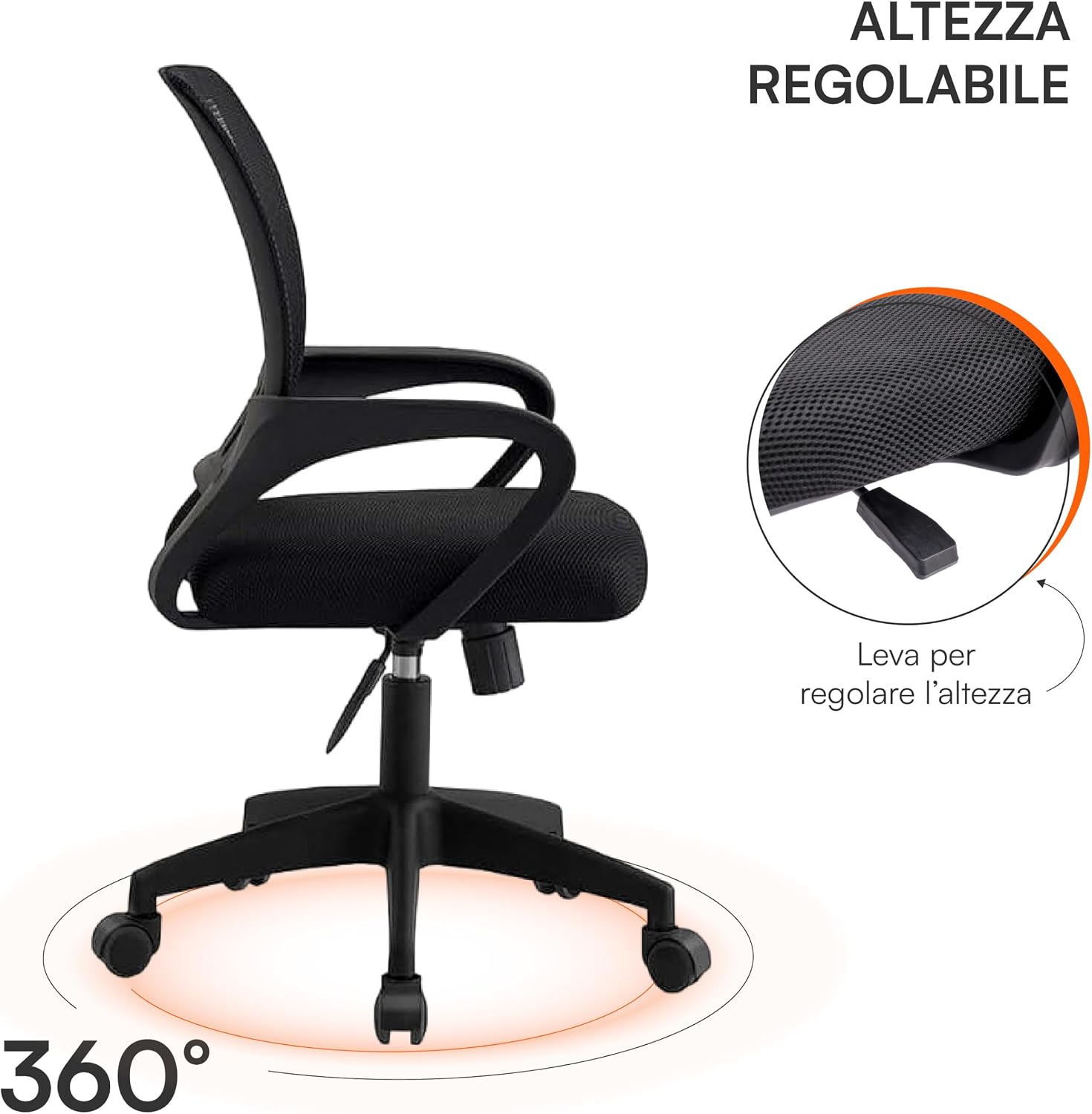 Thumbnail 3 de Baroni Home Sedia da Ufficio Ergonomica con Supporto Lombare, Schienale Traspirante e Braccioli Reclinabili