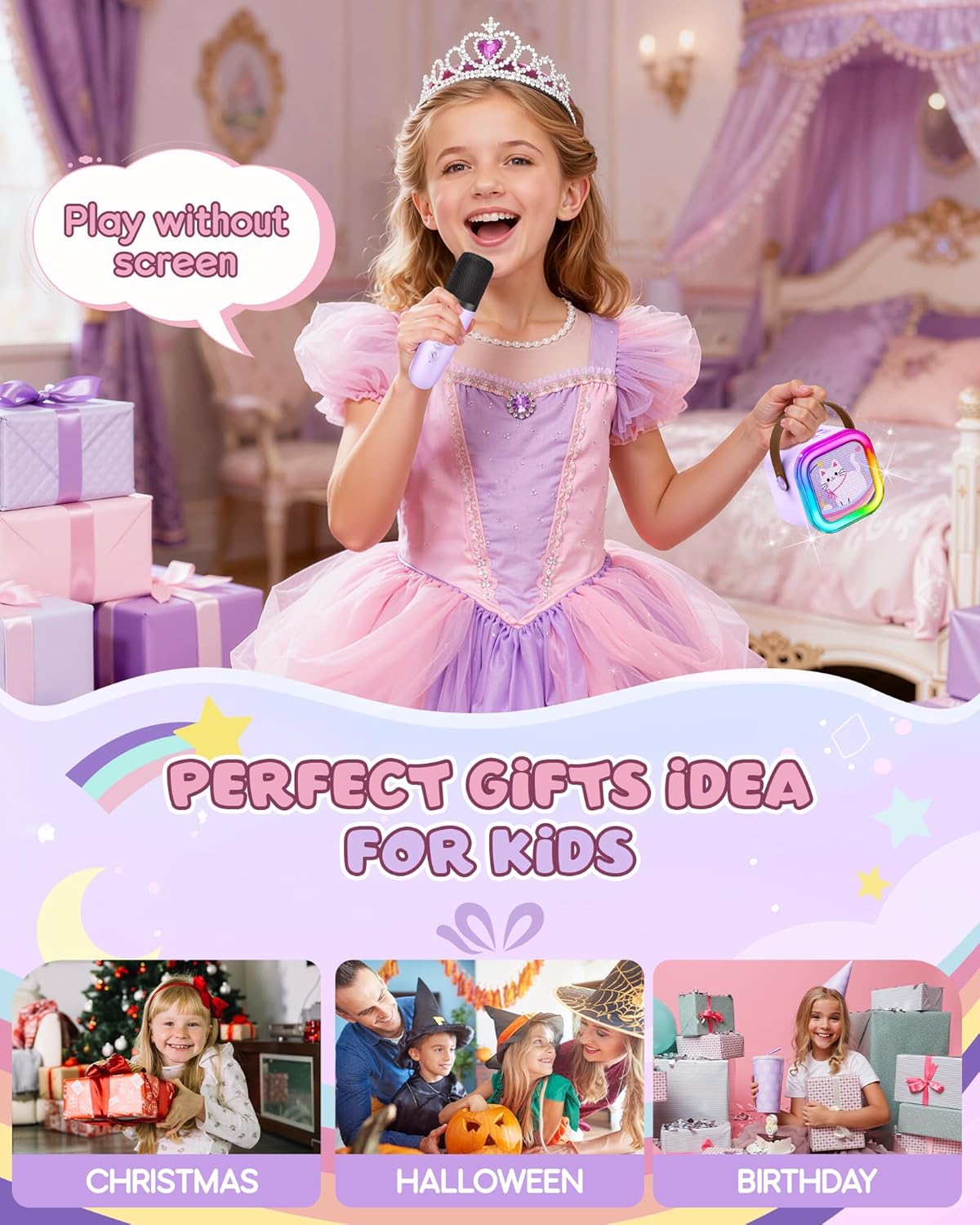 Detalle 2 de IROO X Karafun Mini Karaoke Machine for Kids (2025) with 2 Wireless Mics