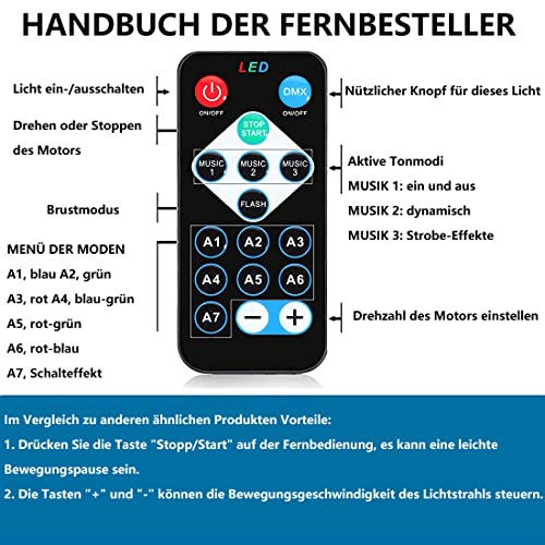 Detalle 2 de CATPOWER Fernbedienung Party-Licht mit Klangaktivierung – tragbar, USB oder Batterien, RGB-Disco-Kugel & Stroboskop
