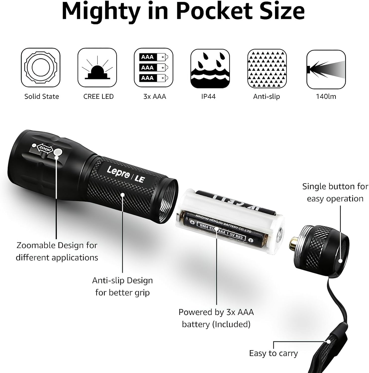 Thumbnail 6 de Lighting EVER Flashlight 4.2in 🔦