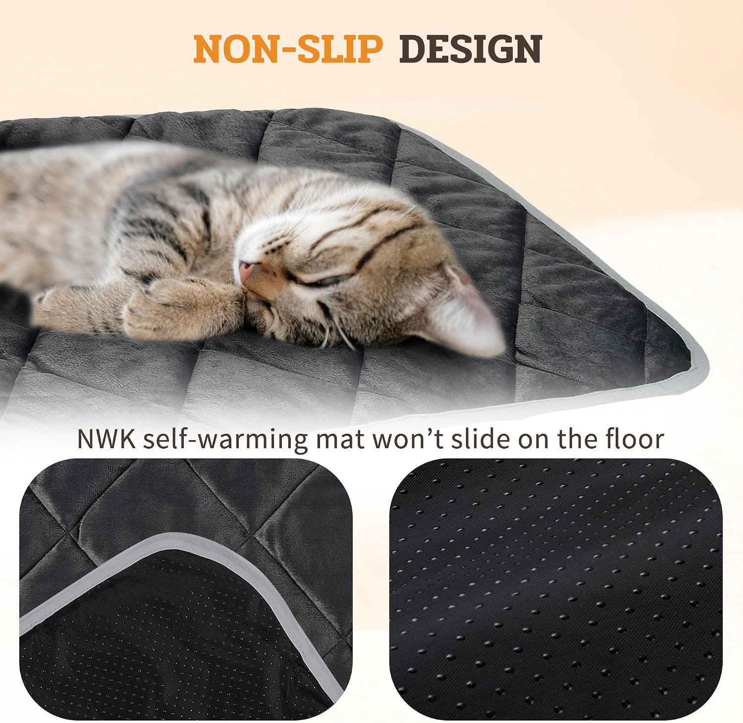 Detalle 2 de NWK Self Warming Pet Mat-S, Small Black Thermal Mat, 20 x 16 in