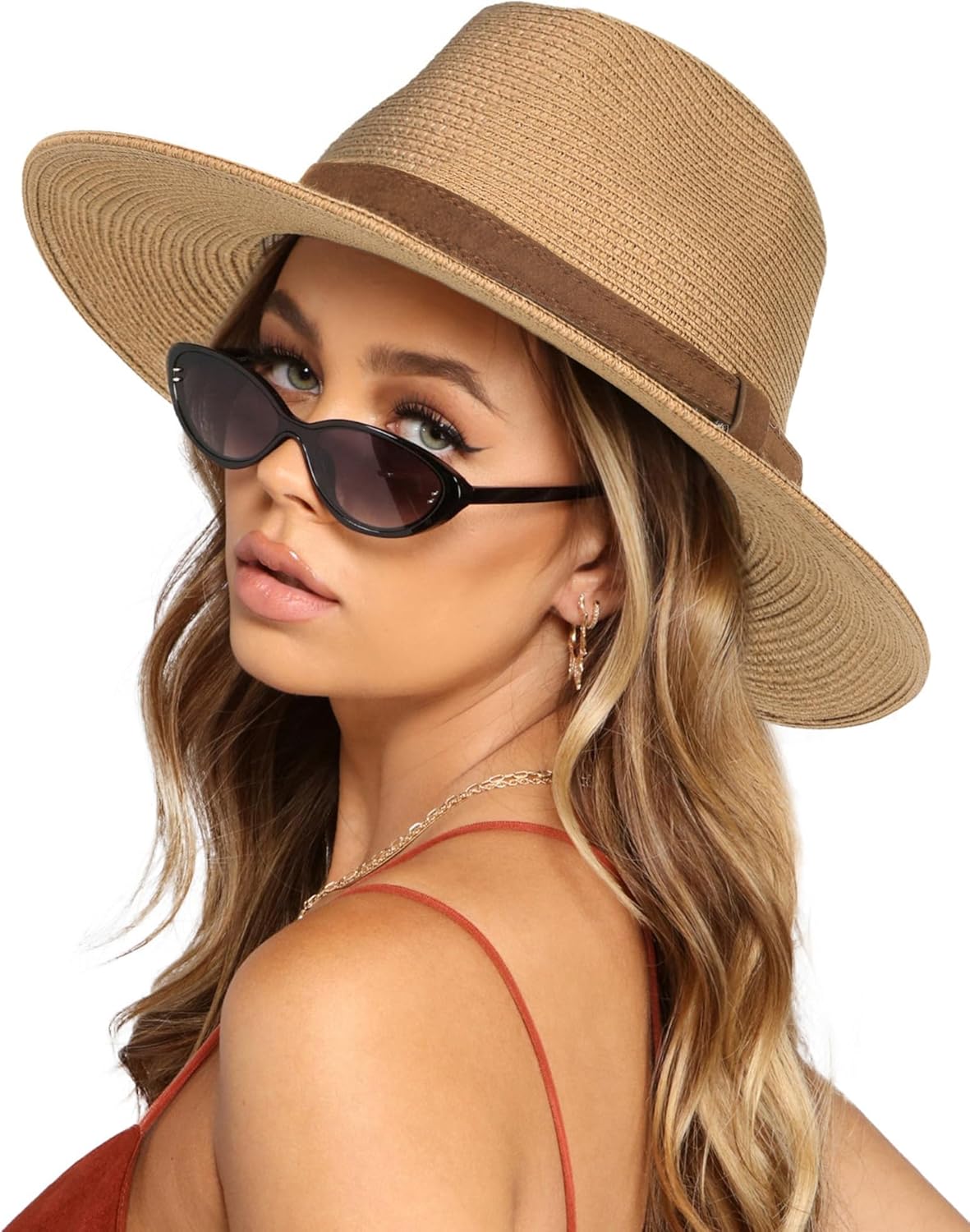 Thumbnail 6 de FURTALK Unisex Panamahut mit breiter Krempe – UV-Schutz Sommerhut aus Natürlicher Papiash straw