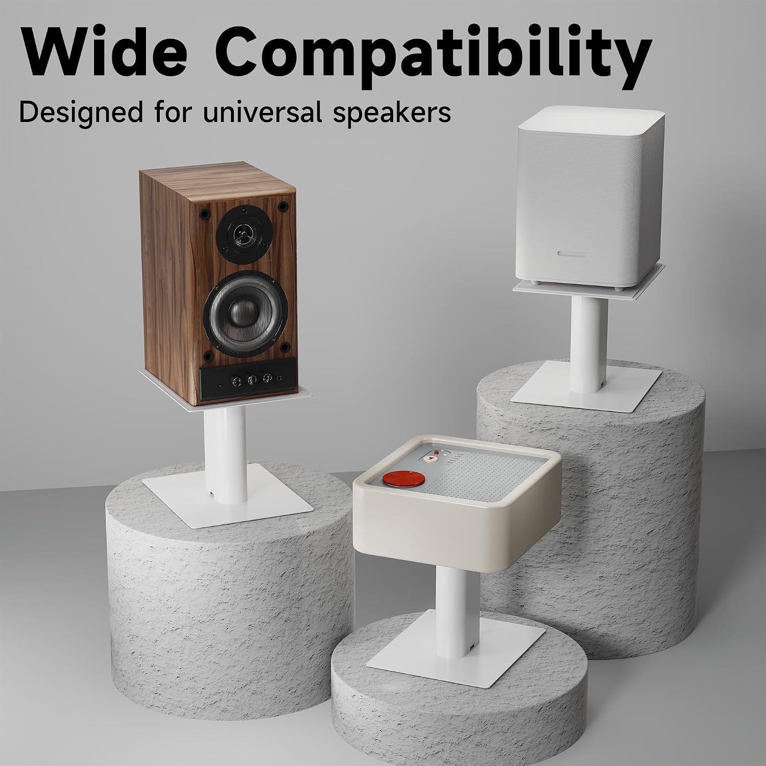 Thumbnail 6 de suptek Desktop Speaker Stands Mount Set 157mm for Bookshelf Speakers – White SDM003MW