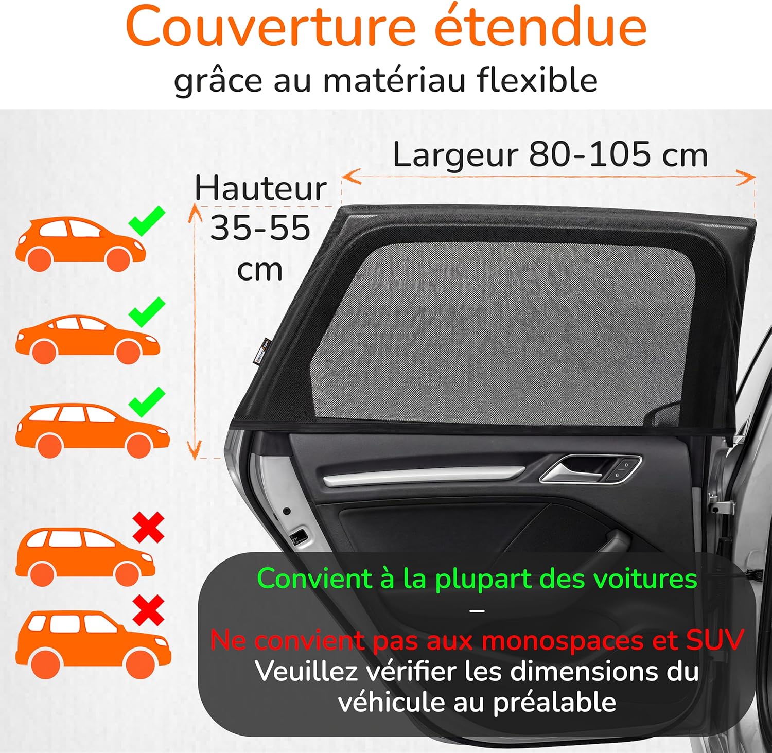 Detalle de Upgrade4cars : 4 pare-soleil pour voiture bébé — TÜV UPF 15, protection UV et occultation des vitres latérales