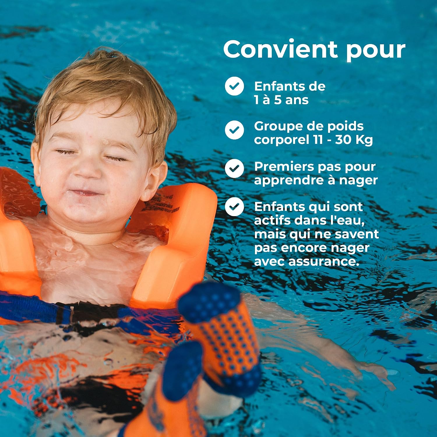 Detalle 2 de Flipper SwimSafe 1400 – Gilet de Sauvetage pour Enfants 11–30 kg avec Noyau en Mousse et Ajustement facile