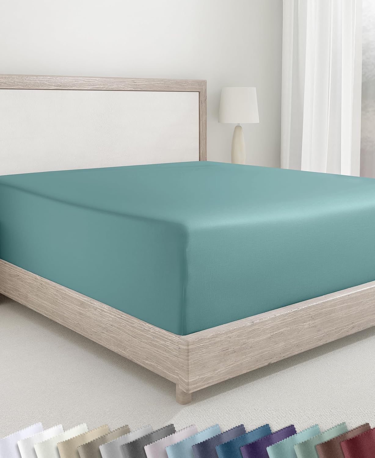 Detalle de California Design Den King Fitted Sheet 400 TC Teal