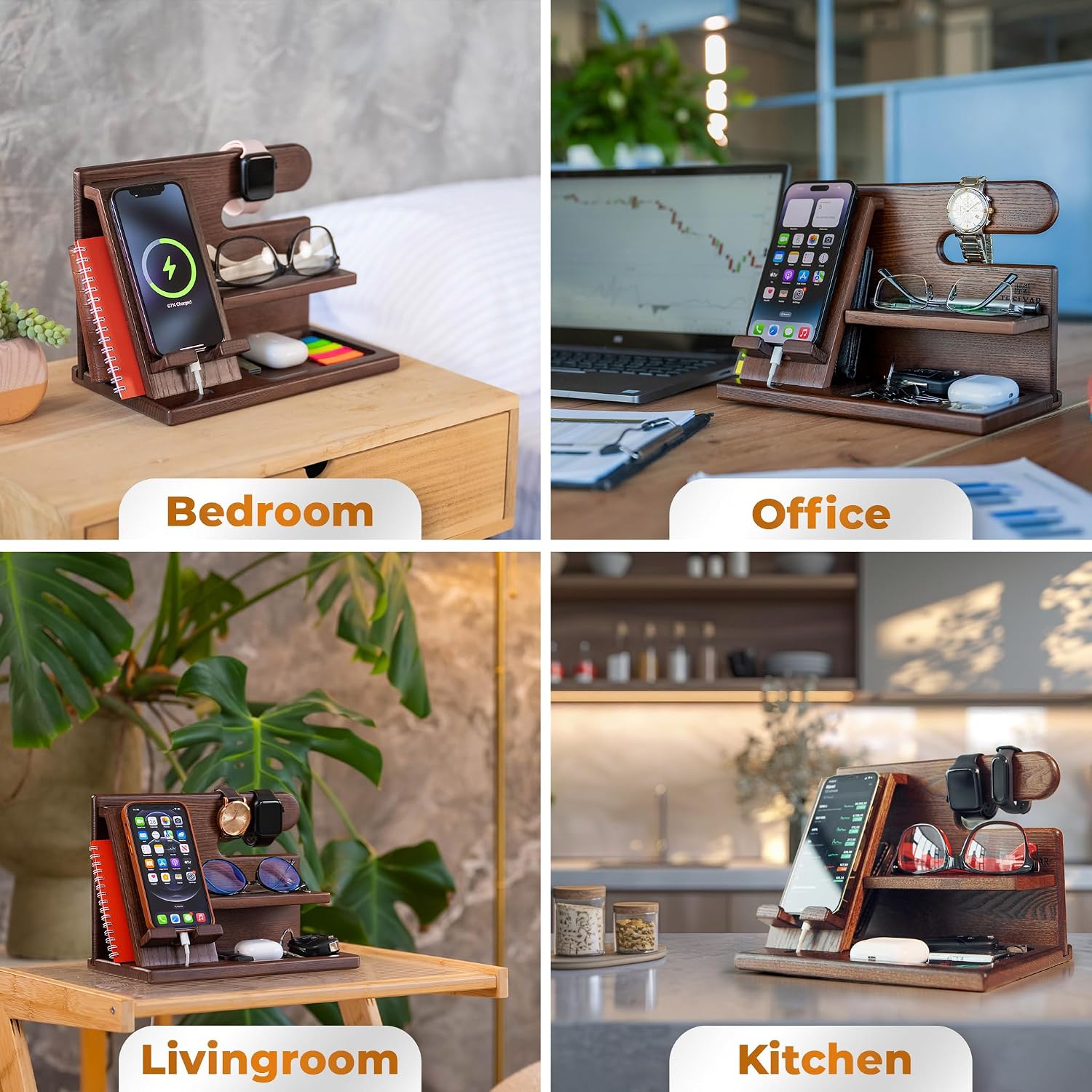 Detalle 1 de Teslyar Dad Gifts wood phone docking station