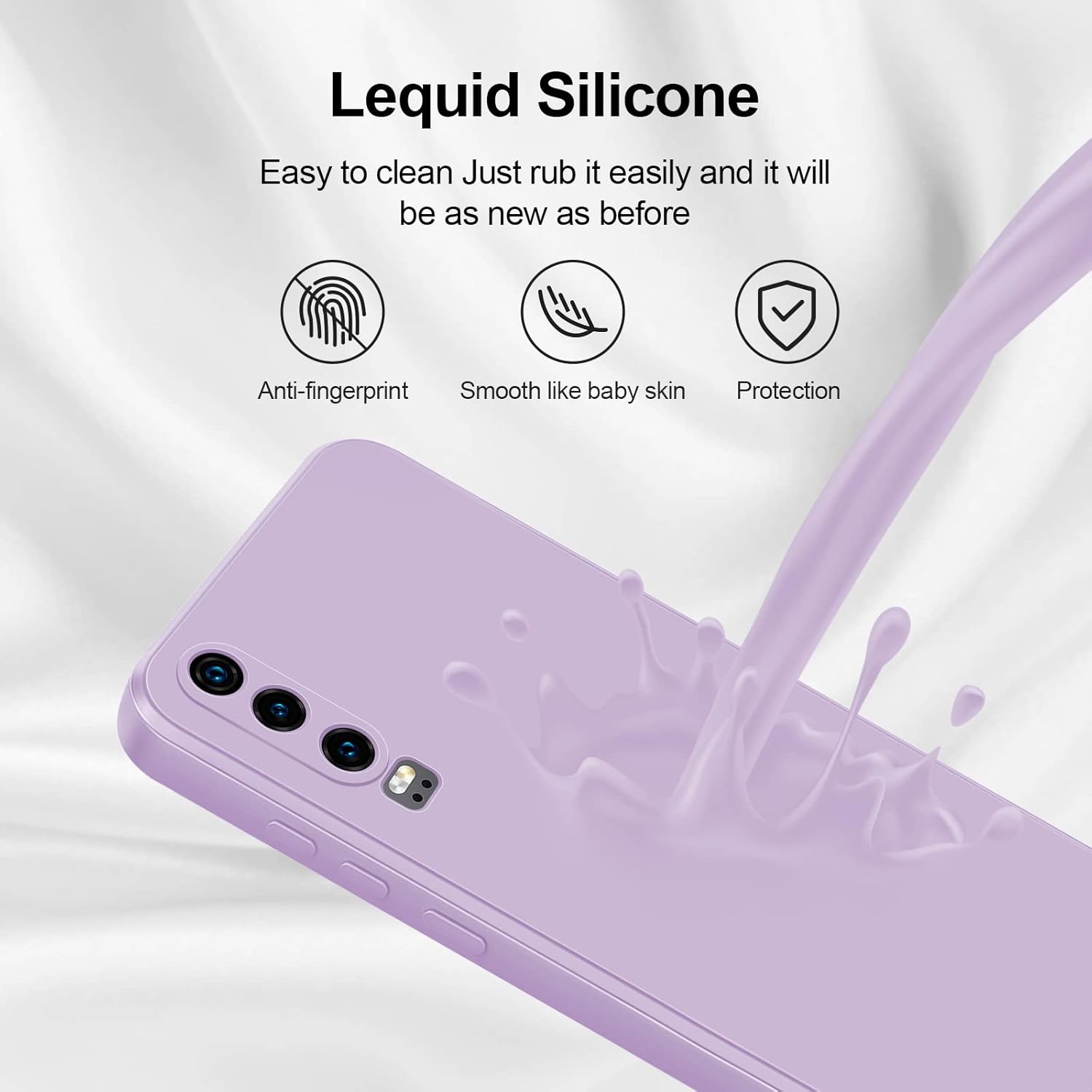 Thumbnail 3 de GiiYoon Hülle für Huawei P30 – Rundumschutz aus Liquid Silicone in Lila