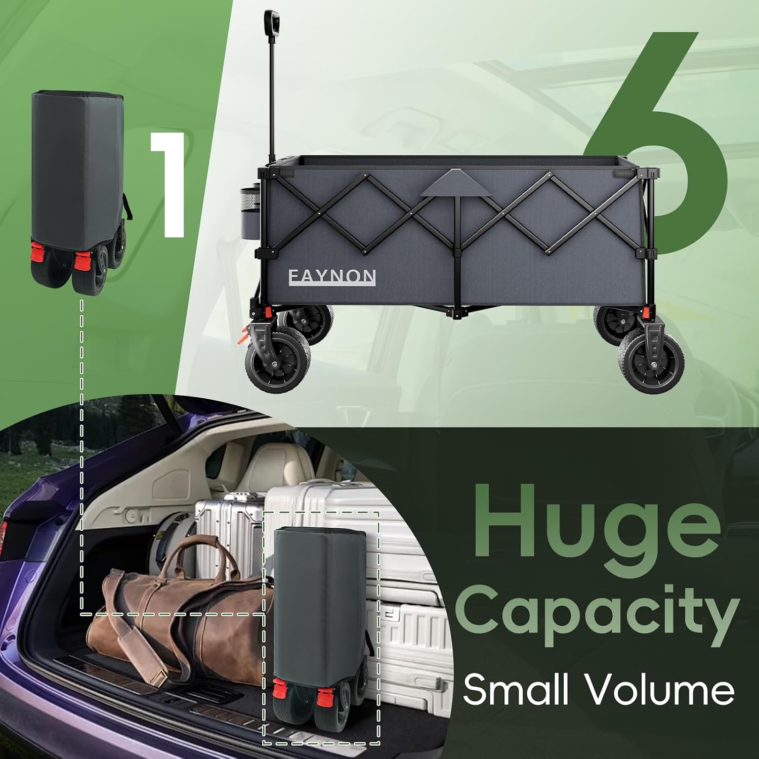 Thumbnail 3 de EAYNON 46-Inch Collapsible Wagon, 280L Storage, 500 lb Capacity