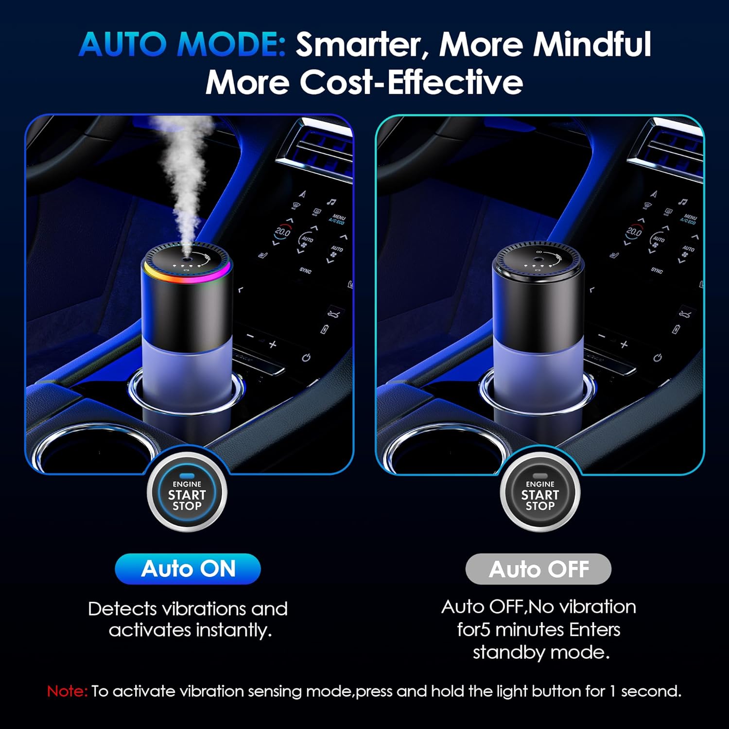Detalle 2 de Klomsuw Smart Car Air Freshener (150 ML) with RGB Music Sync Light, Auto On/Off & 3-Mode Scent Control