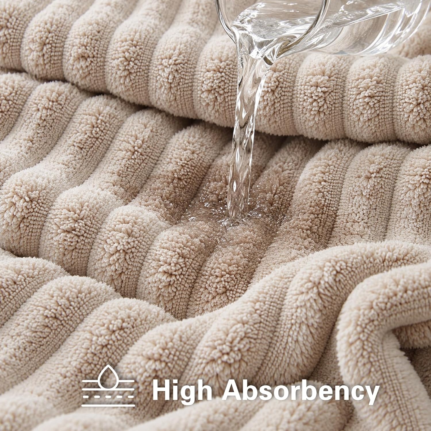 Detalle 2 de NALIVO 2-Piece 40" x 80" Microfiber Bath Sheets, Beige, Quick-Drying