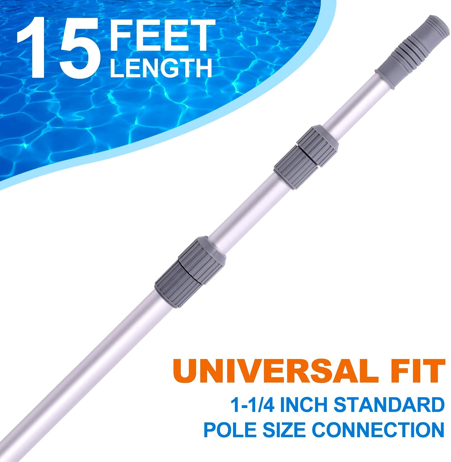 Detalle 2 de Sepetrel RKP-15 15-Foot Telescoping Pool Pole, Aluminum, 1-1/4-Inch Connection