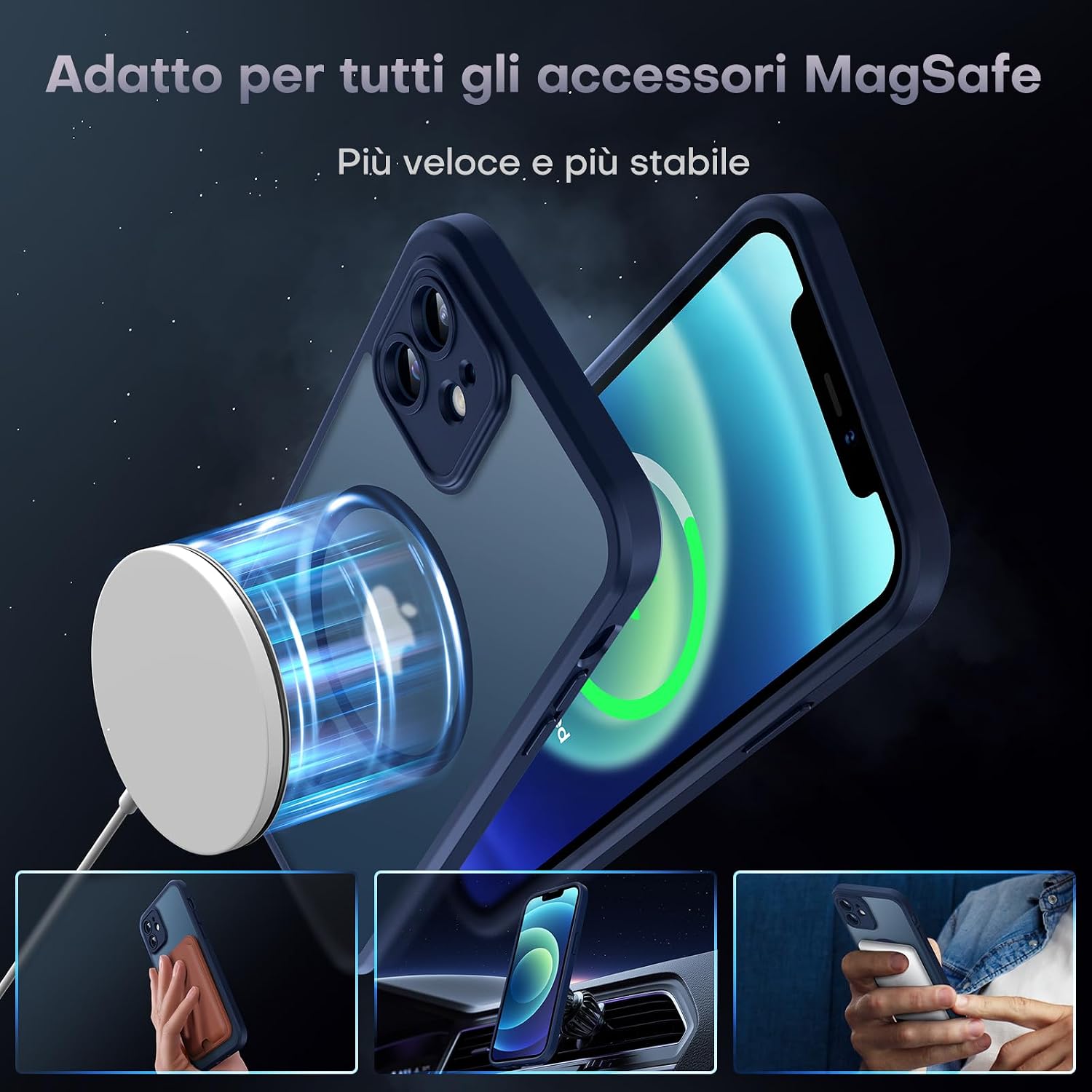 Detalle de TOCOL Cover magnetica iPhone 12 6,1" traslucida opaca con protezione fotocamera