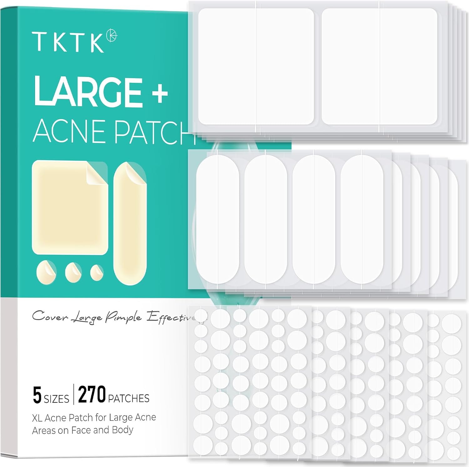 Detalle de TKTK Pickel Patch für Gesicht – XL Hydrocolloid-Patches (270 Stück)