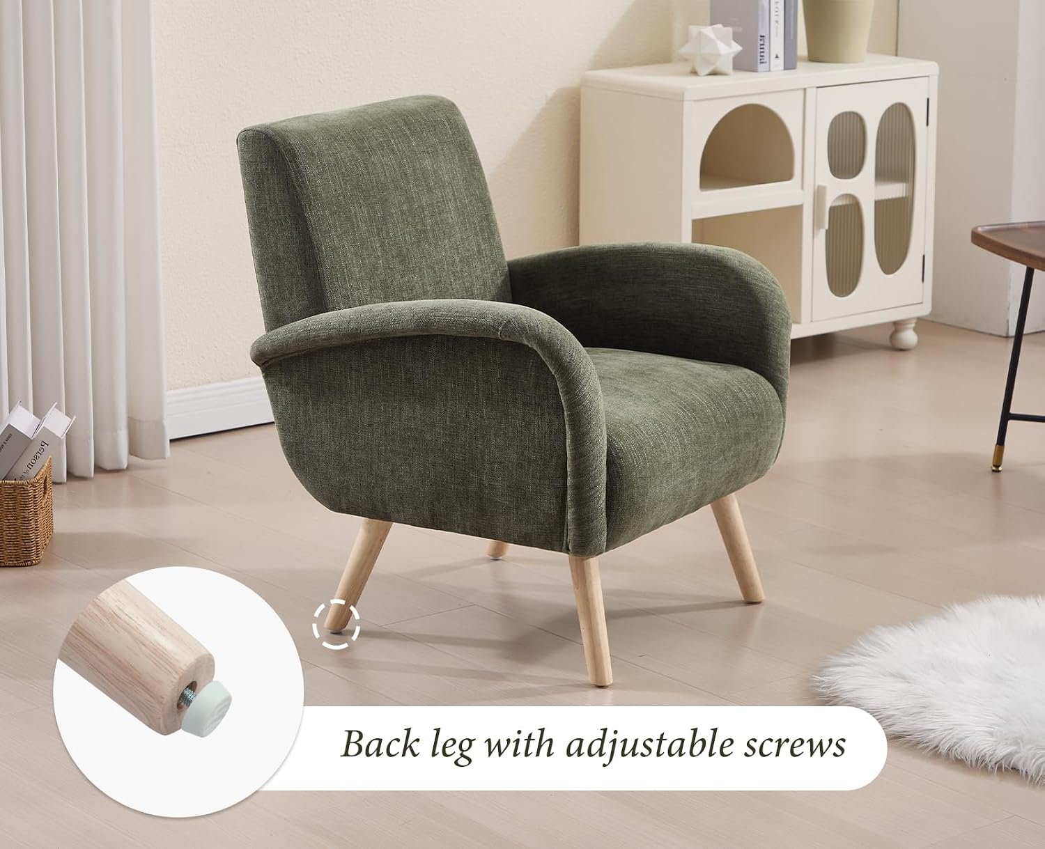Thumbnail 6 de chairus 34e9f093-4f13-4b4c-96e0-32778f2f79b0 chenillefauteuil met houten poten, groen