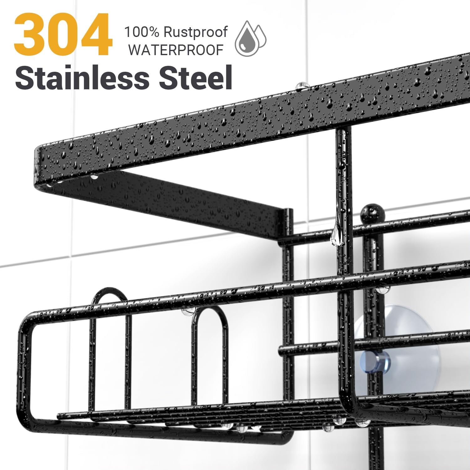 Detalle de AKTECKE Shower Caddy Hanging Bathroom Organizer (Rustproof, No-Drill, Over Showerhead)