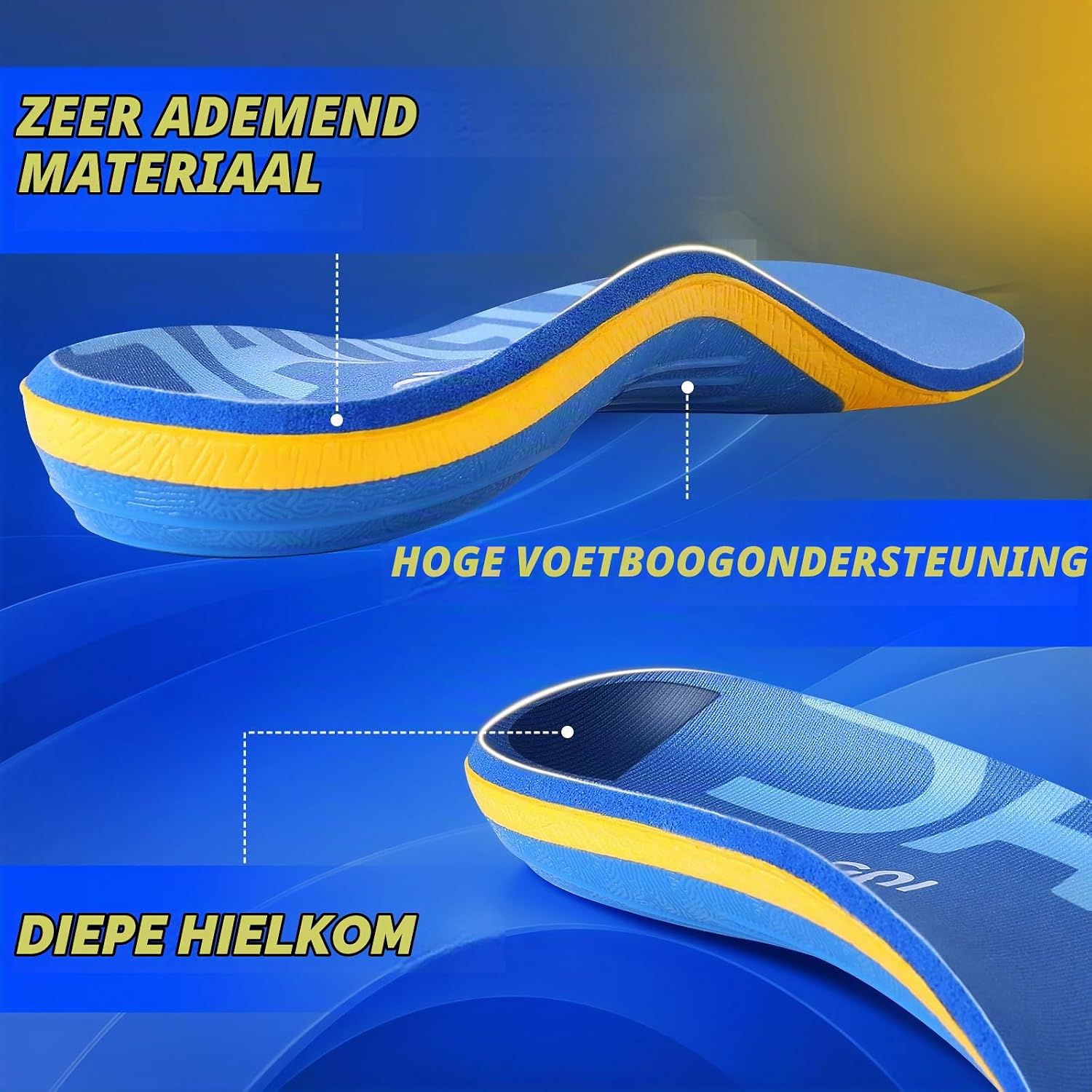 Detalle 1 de 3ANGNI orthopedische inlegzolen met voetboogsteun en PU-hieldemping