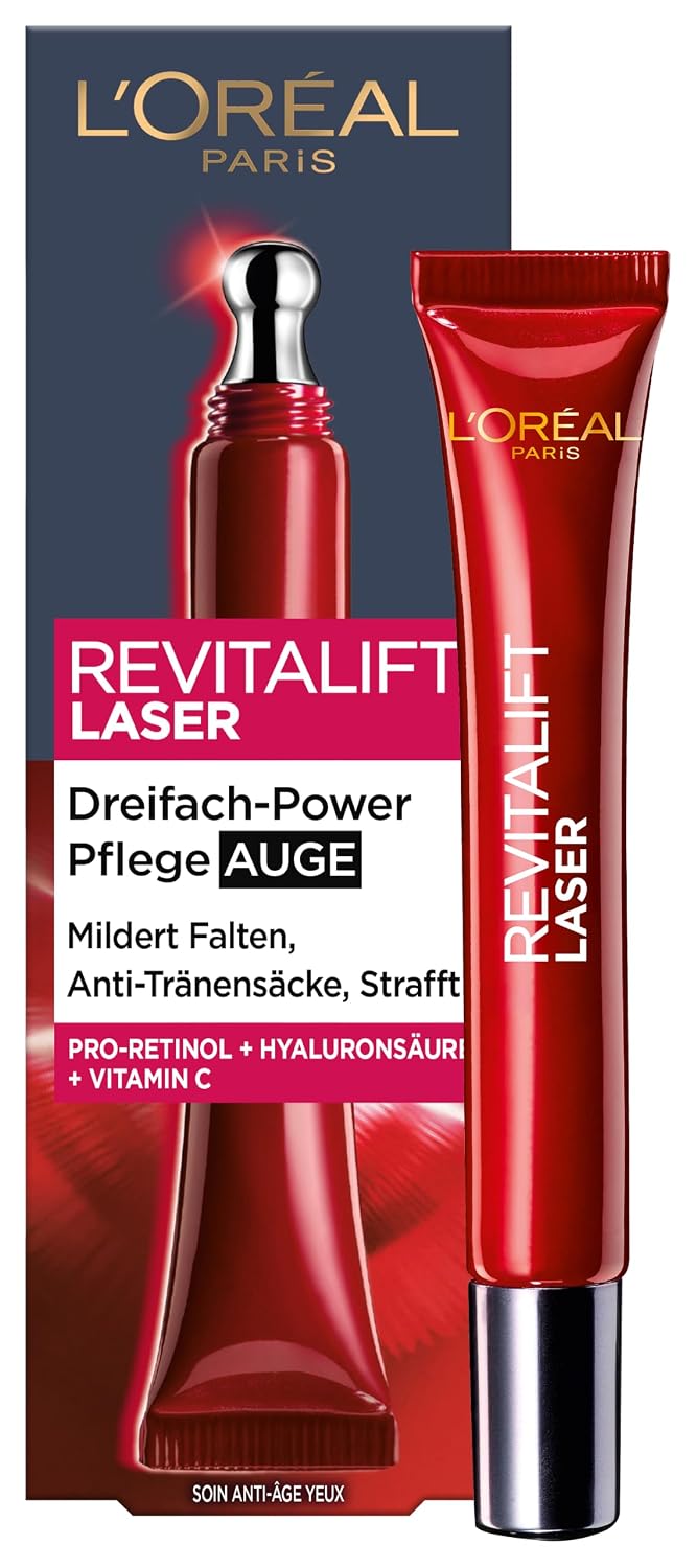 Thumbnail 6 de L’Oréal Paris Revitalift Laser X3 Augenpflege mit 3-fach Wirkung – Anti-Aging Augencreme (Hyaluronsäure, 3% Pro-Xylan), 15 ml (Packung mit 2)