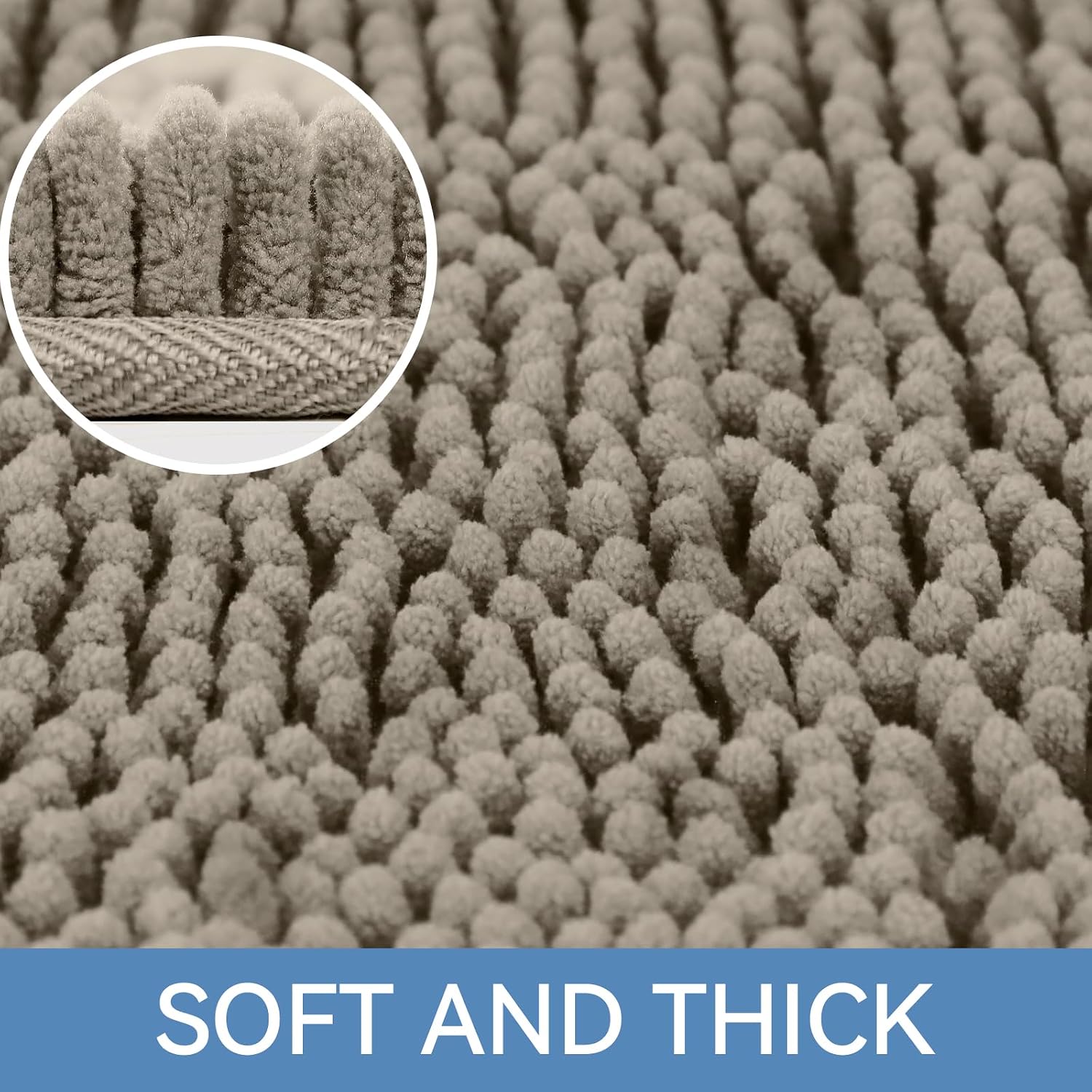 Detalle de Bcoimo Bathroom Rugs 24x17: Non-Slip, High-Absorbency Bath Mat with Rubber Backing