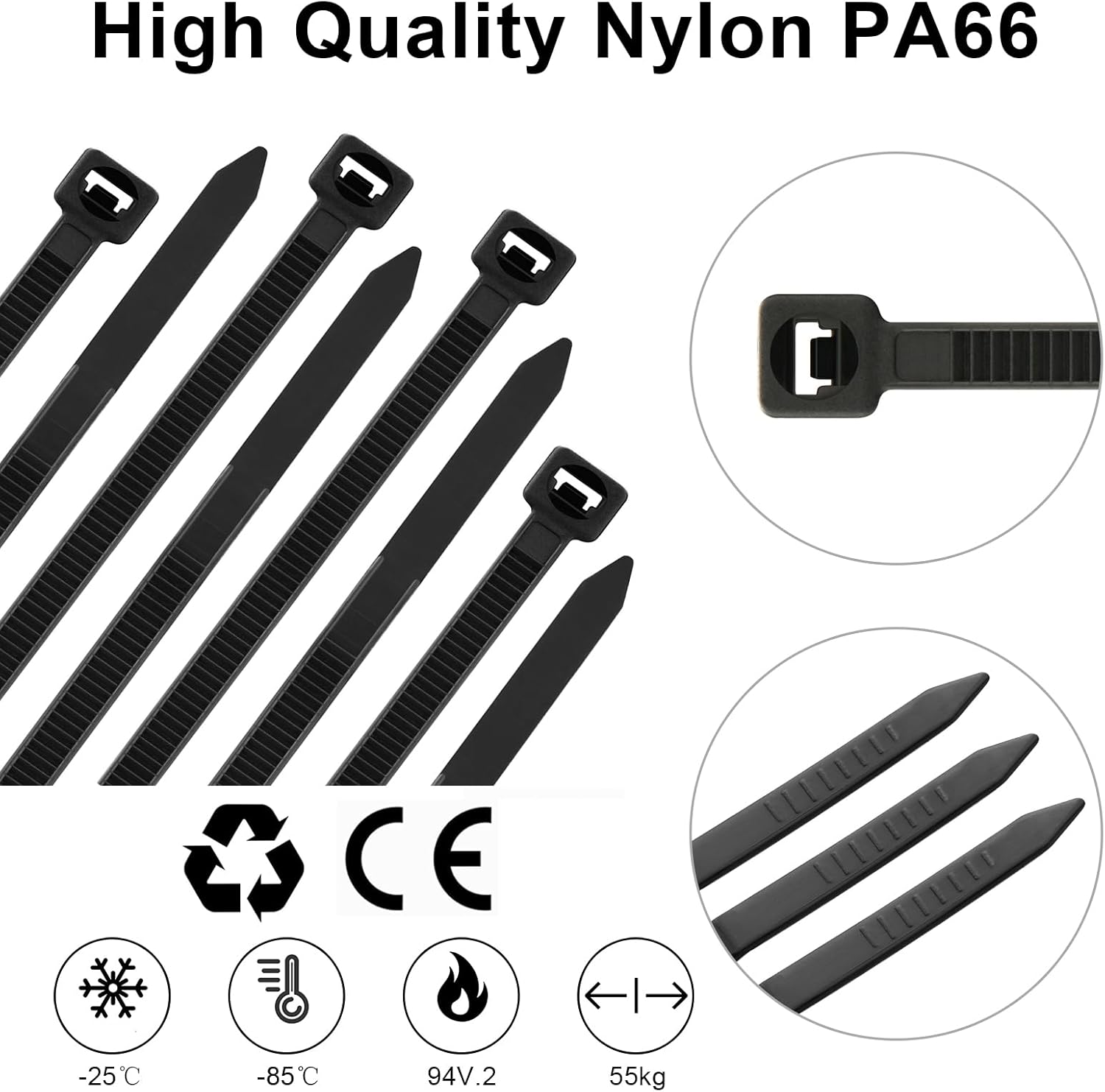 Detalle de Viuxule heavy duty cable ties 250mm x 7.6mm