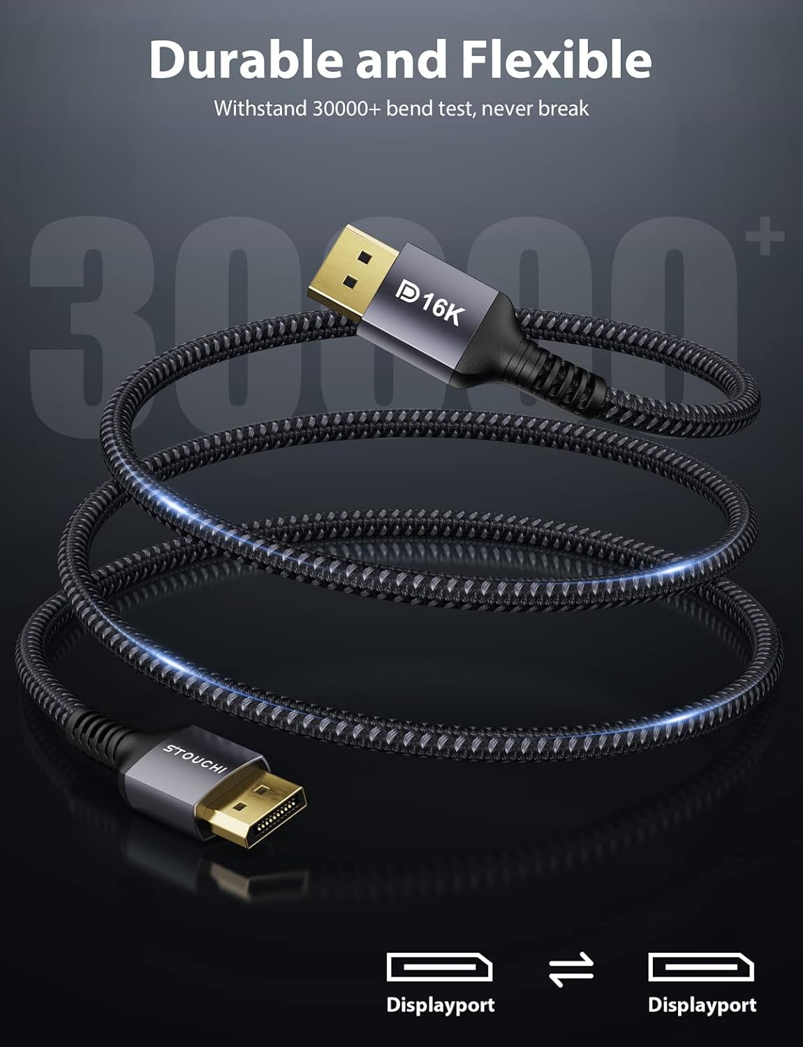 Thumbnail 5 de Stouchi DisplayPort 2.1 Cable (DP2.1) – 5m for gaming monitors, up to 16K@60Hz and 8K@120Hz