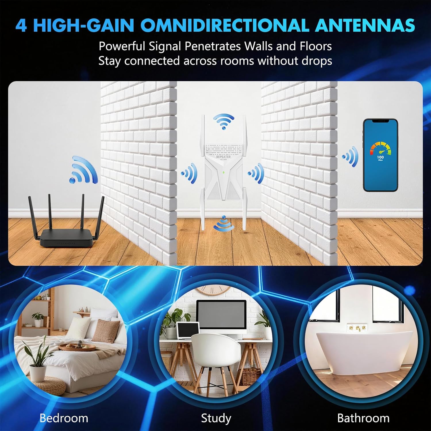 Thumbnail 2 de AX1800 WiFi 6 Repeater – leistungsstarker WLAN-Verstärker mit 1800 Mbit/s, Gigabit-LAN-Port und MU‑MIMO
