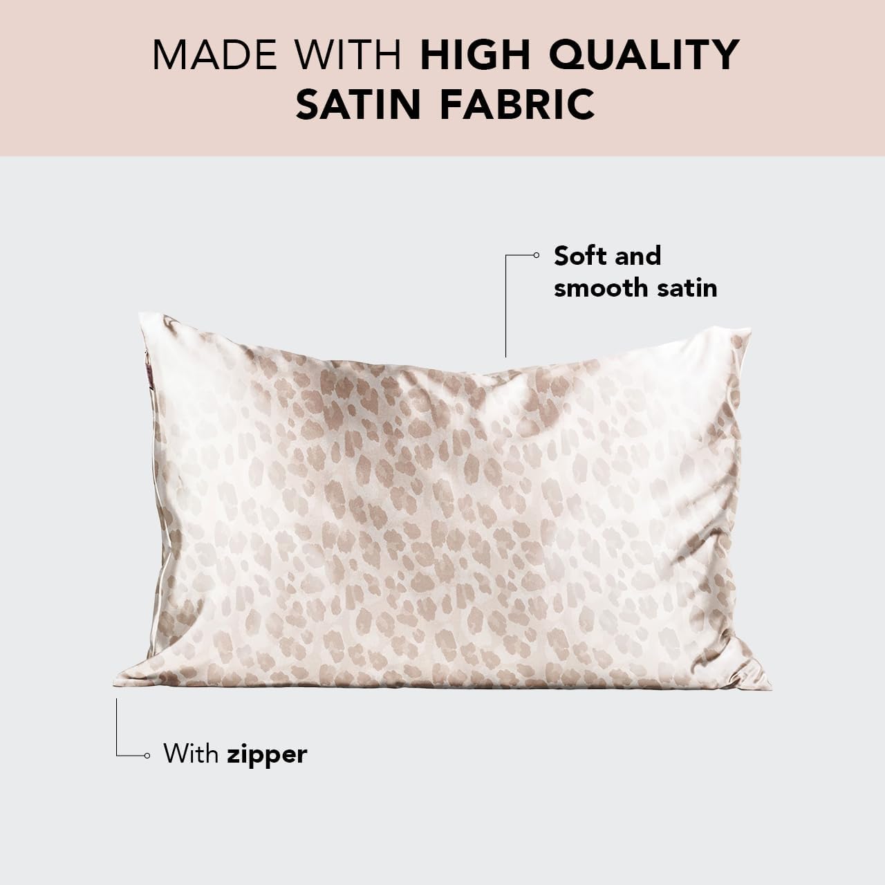Detalle 2 de Kitsch 62293 Satin Pillowcases, King Size, Zipper Closure, Leopard Print