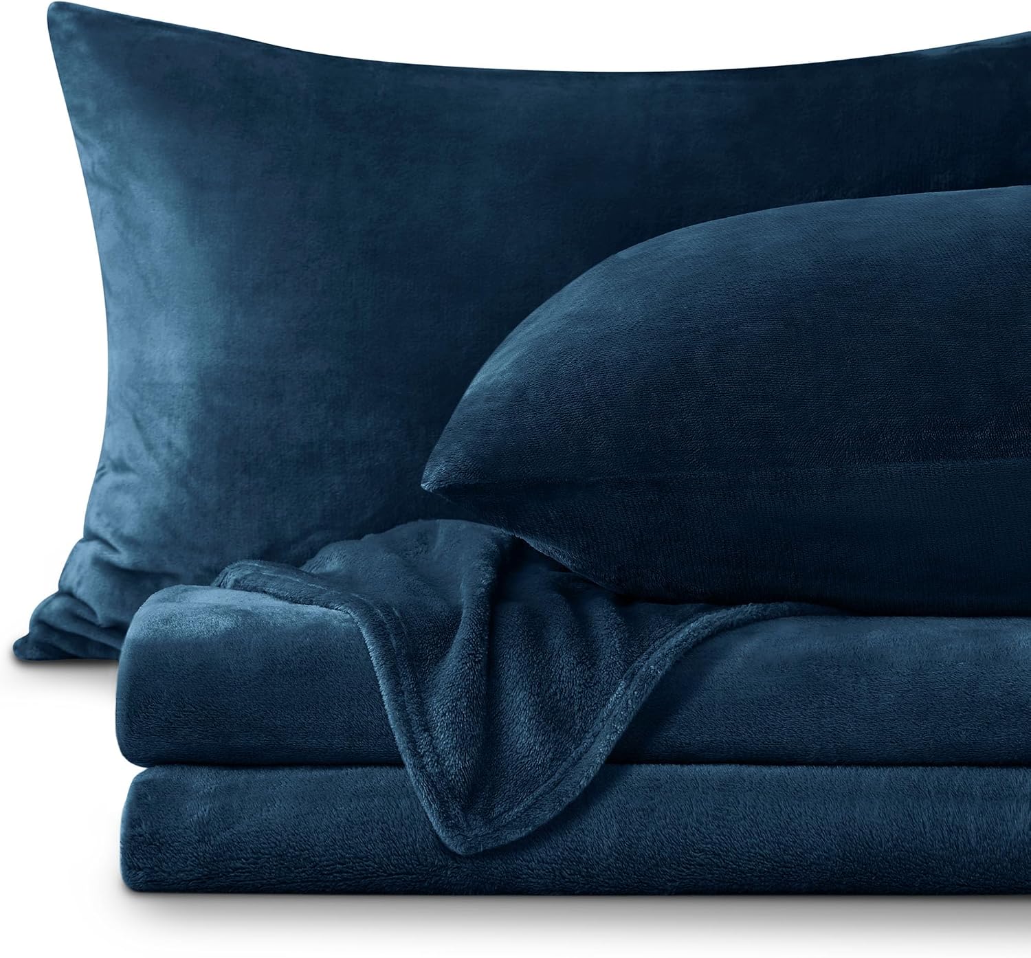 Detalle de BEDELITE Full-Size Flannel Sheet Set, Navy Polyester Fleece, 16-Inch Pocket