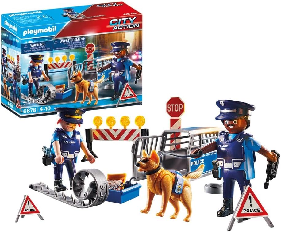 Detalle de PLAYMOBIL City Action Straßensperre mit Hund (6878) – detailreiches Polizeiszene-Set ab 5 Jahren