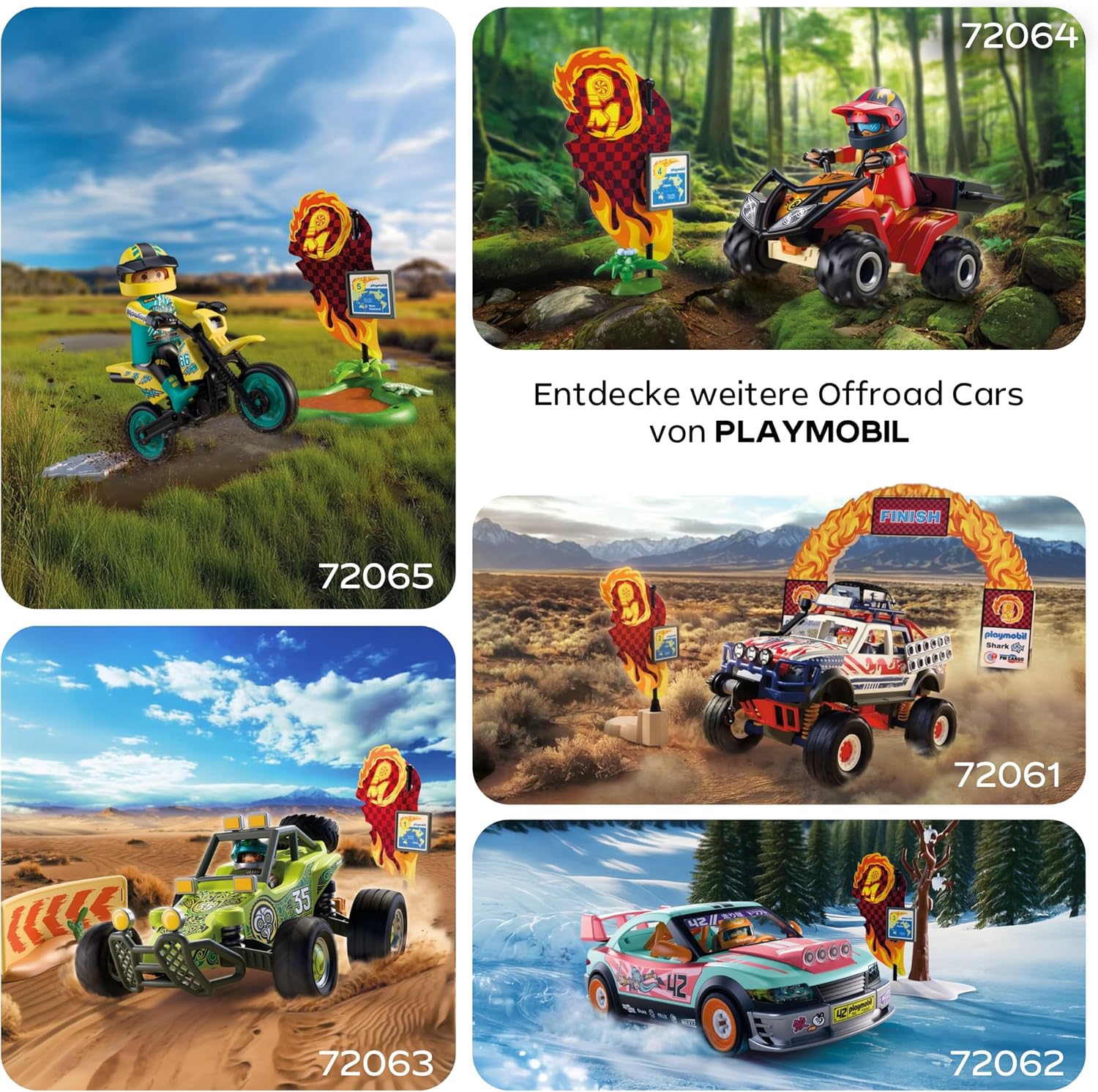 Detalle de PLAYMOBIL Cars Offroad Truck 72061 – Geländewagen mit Seilwinde und Brückenplatten
