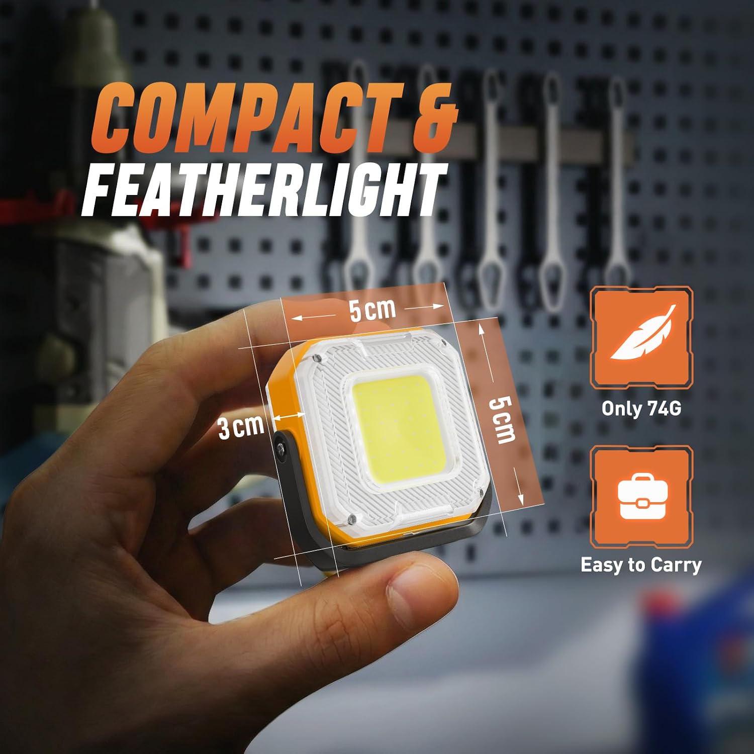 Detalle de GlobaLink Mini Arbeitsleuchte – Doppelseitige COB & LED, magnetischer Drehfuß, wiederaufladbar