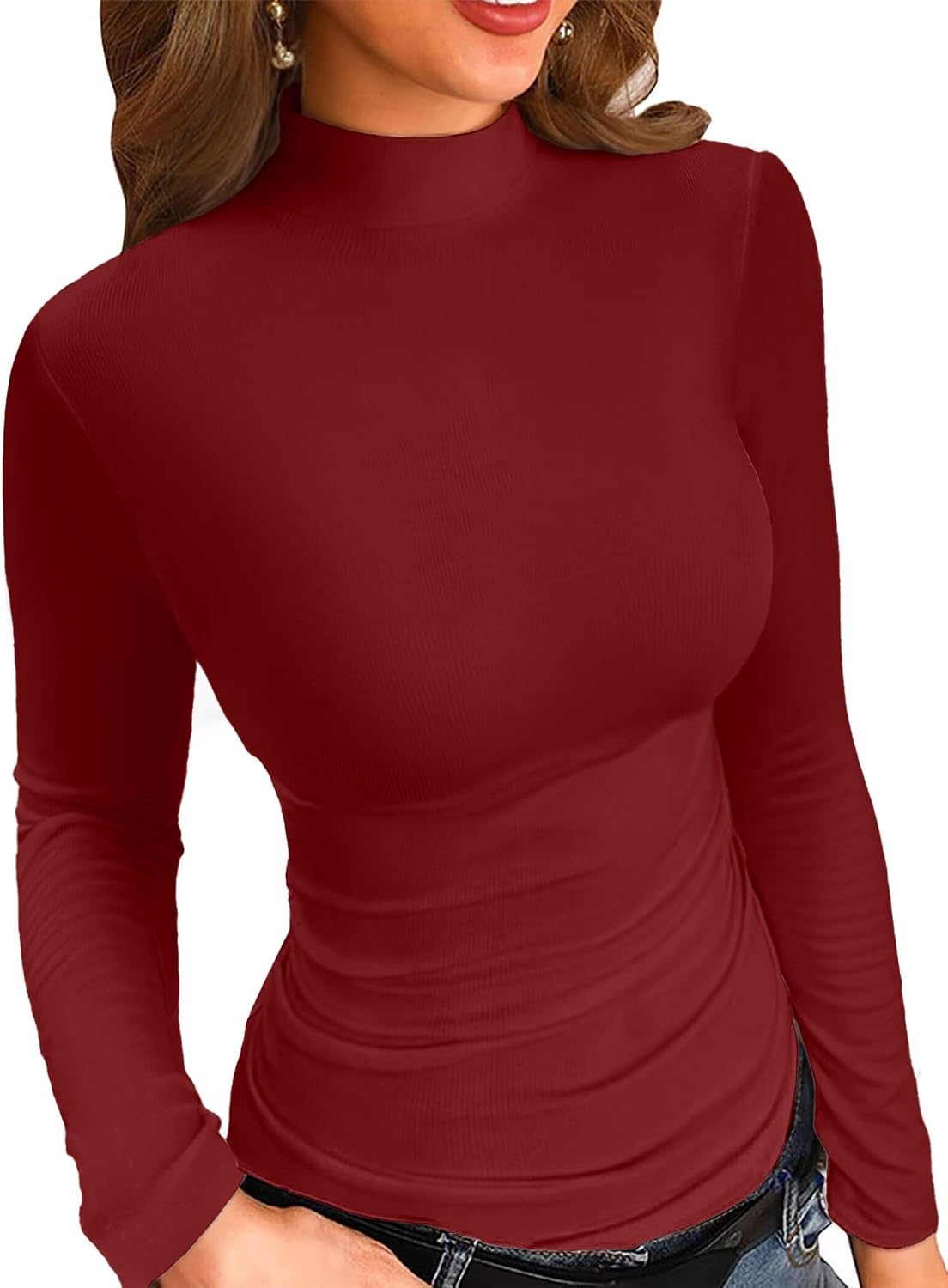 Thumbnail 6 de VICHYIE Damen Tops mit gefälschtem Kragen Langarm