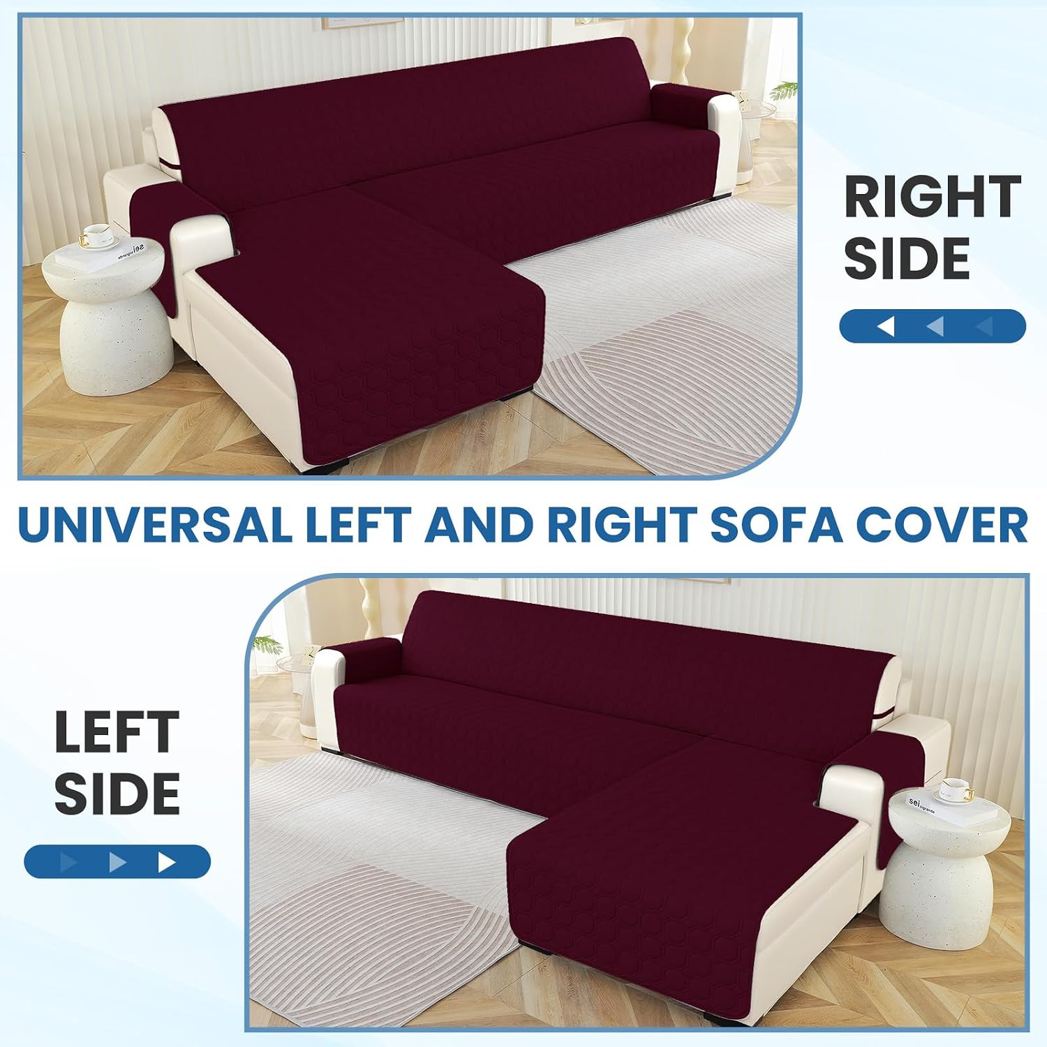 Thumbnail 6 de Ystyle Copridivano impermeabile reversibile per divano angolare con penisola (2 posti) — vino rosso, L 210 cm