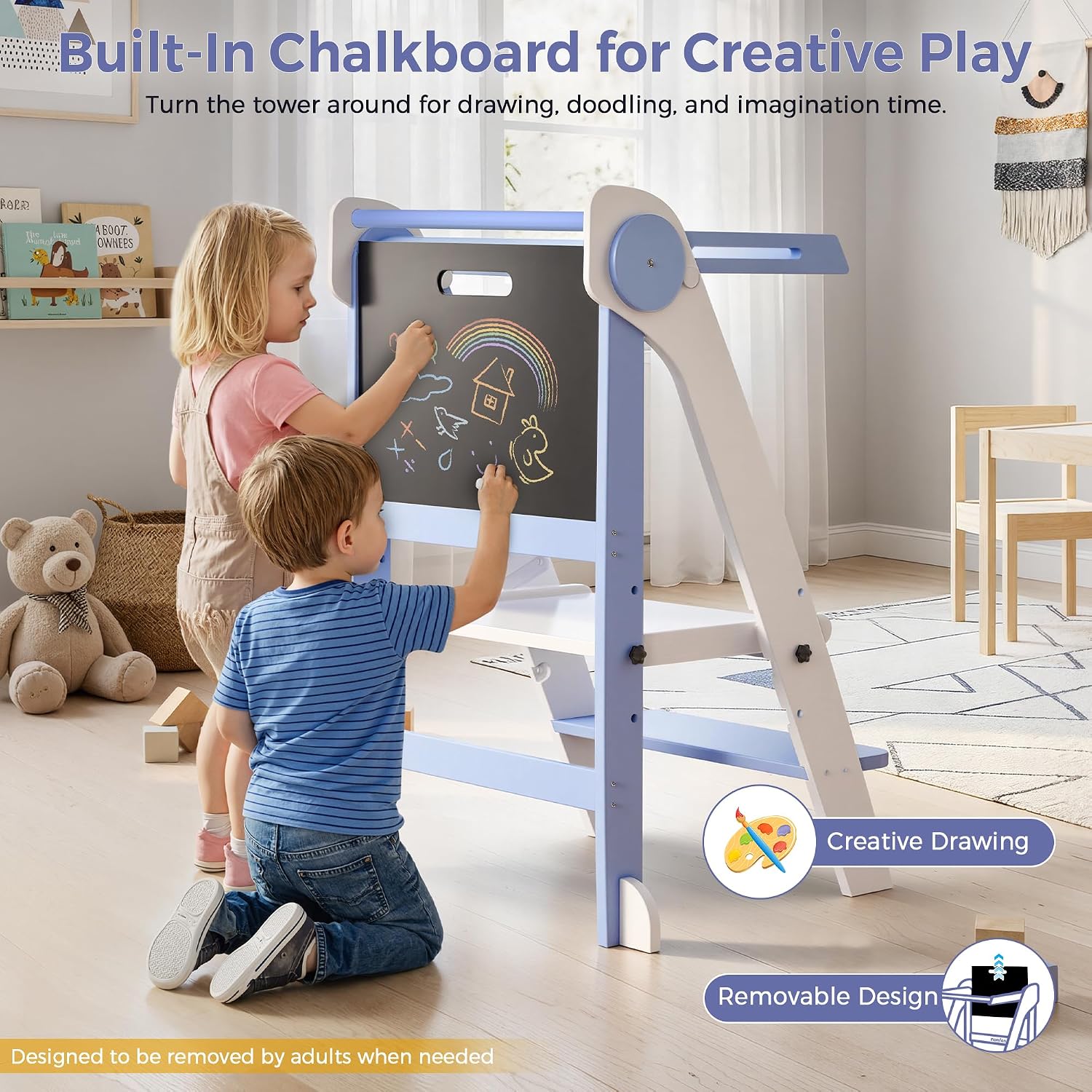 Detalle de MOMFANN Toddler Tower with Chalkboard